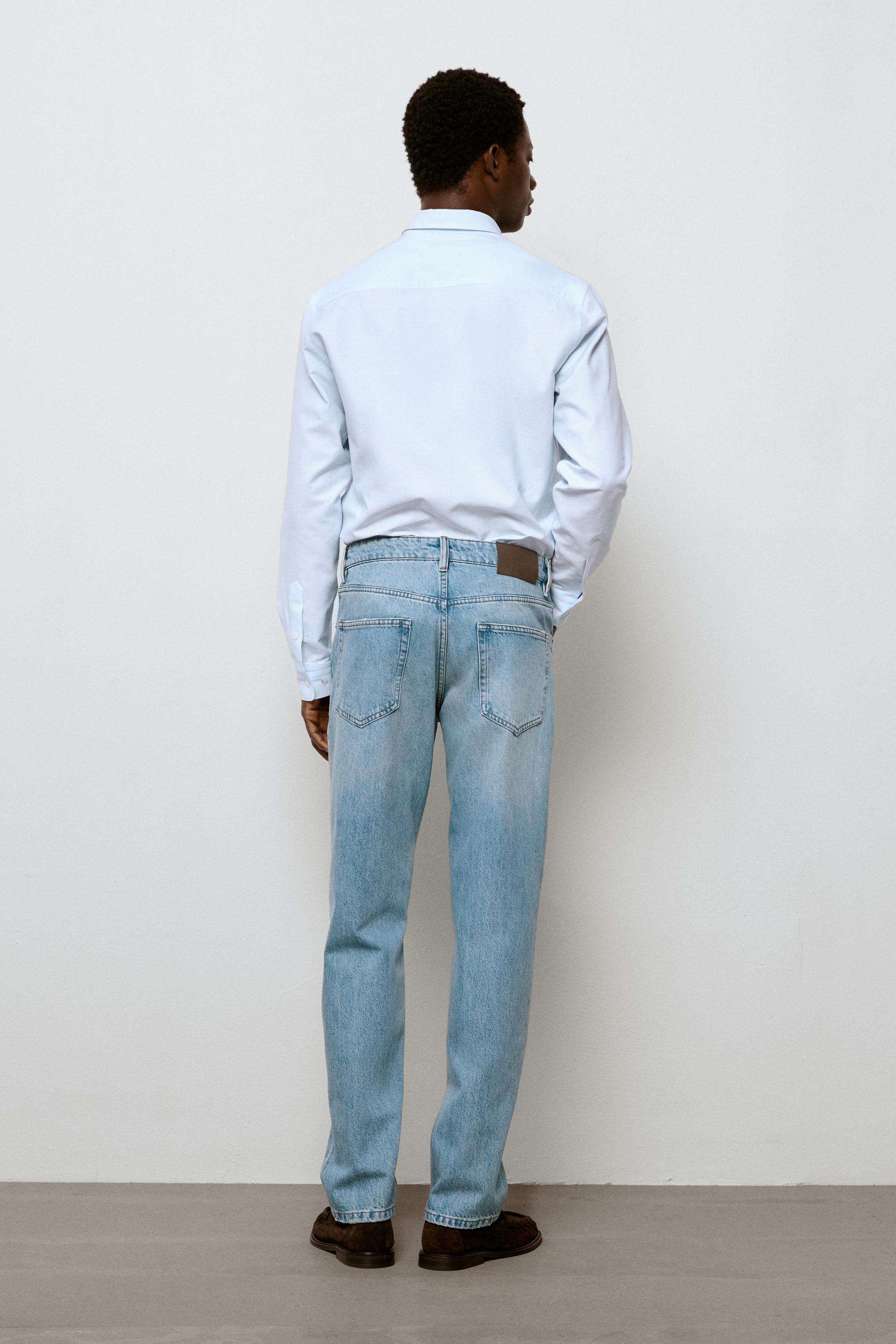 Bleach washed tapered fit jeans — Light Blue