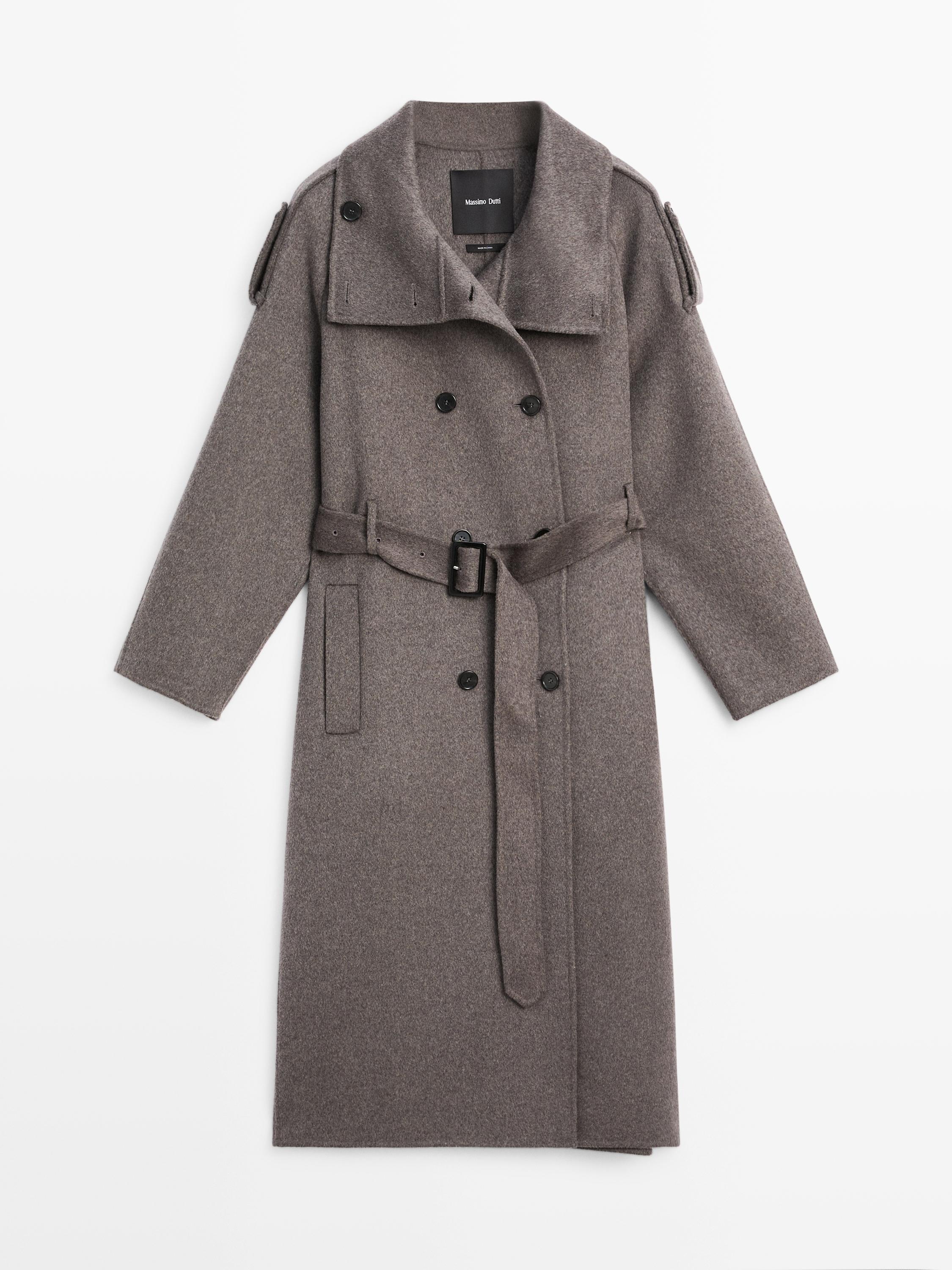 Long wool blend trench coat with belt LEAD 2