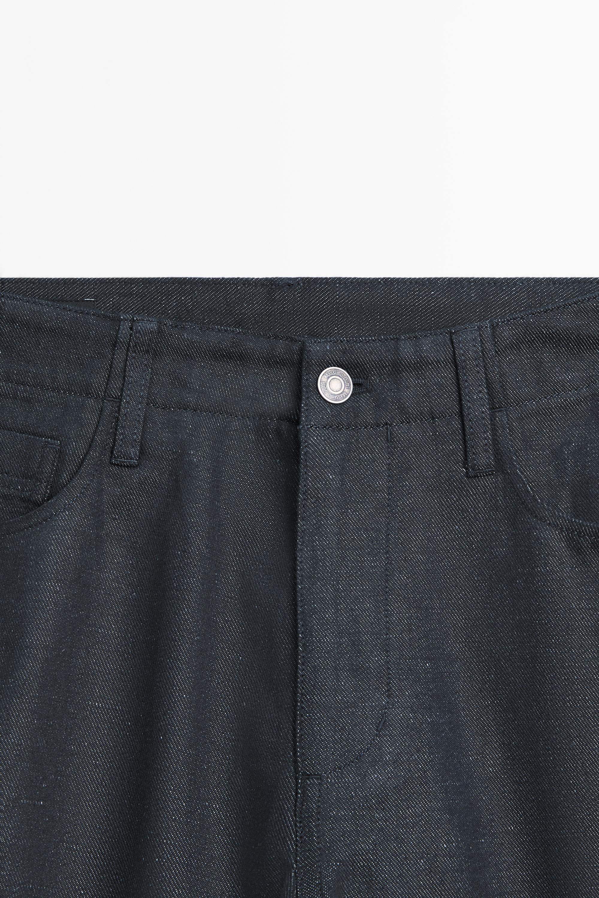 Cotton and linen tapered fit jeans — NAVY BLUE