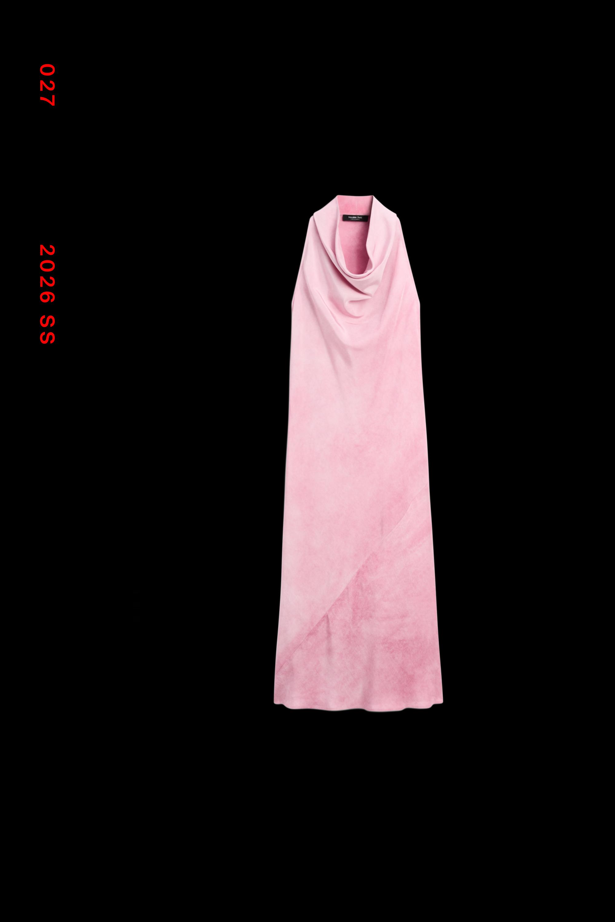 Draped flowing midi dress — Pastel pink