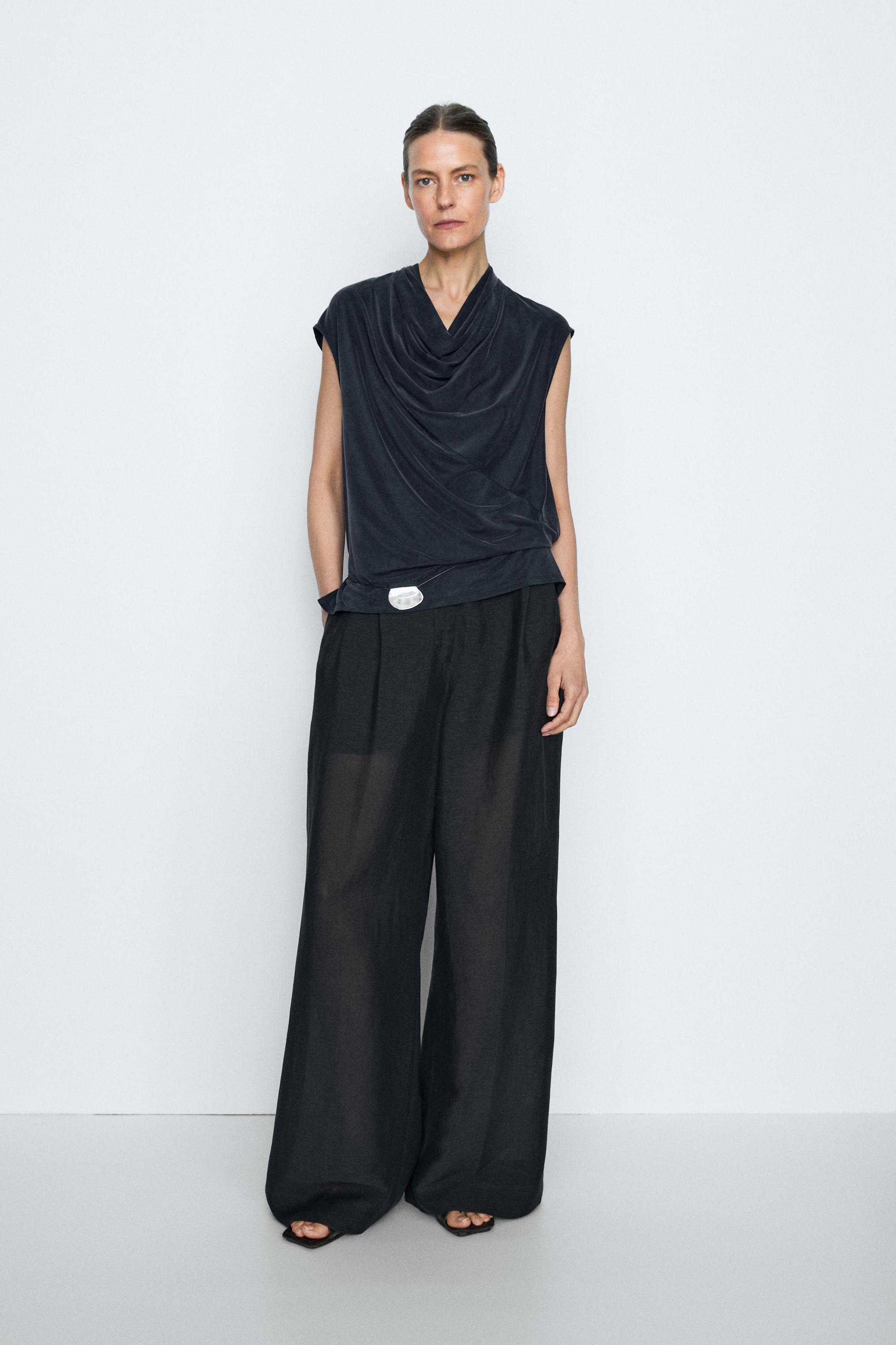 Draped back-tie top - STUDIO — BLUE