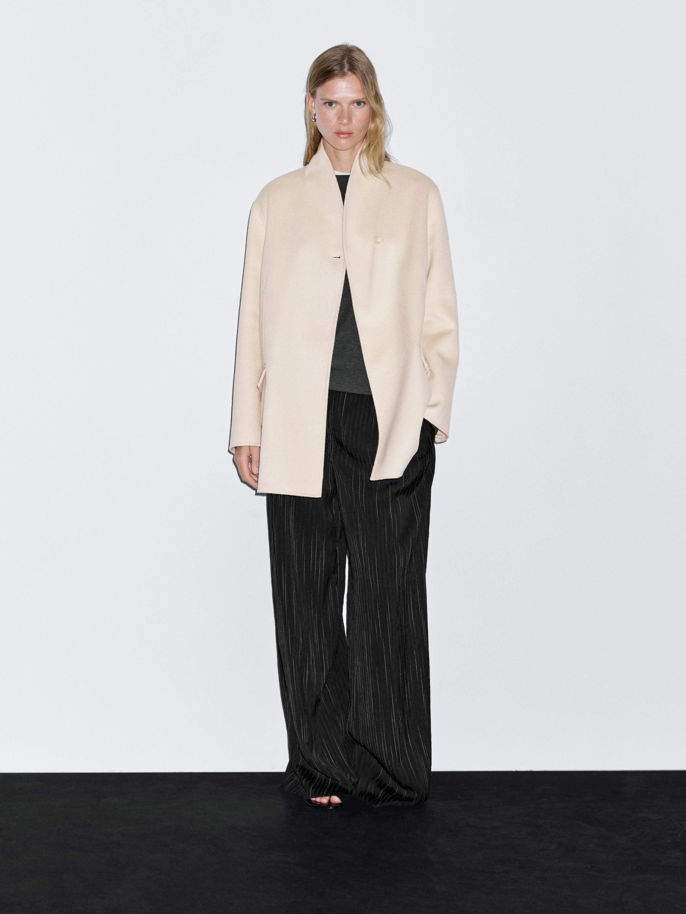 Wool blend high neck coat