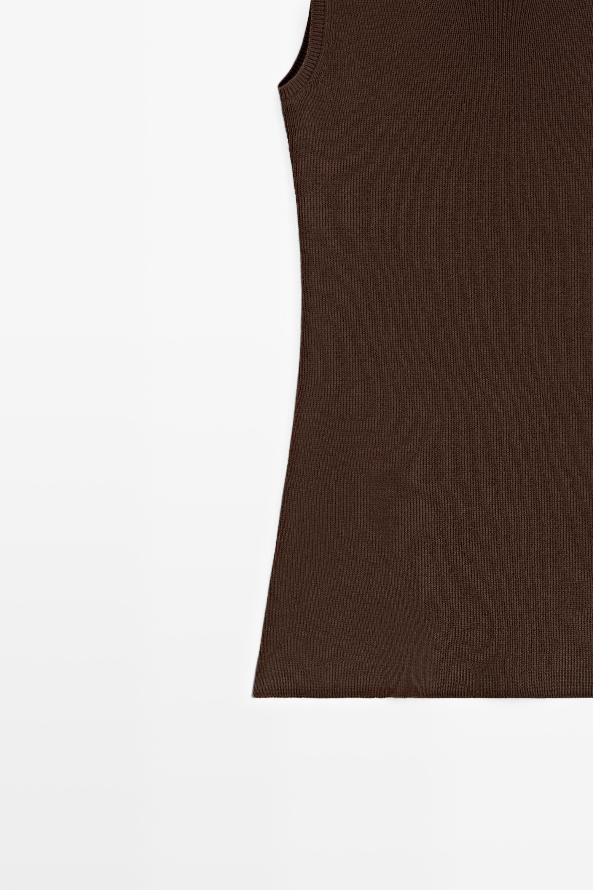 100% cotton ribbed tank top — BROWN