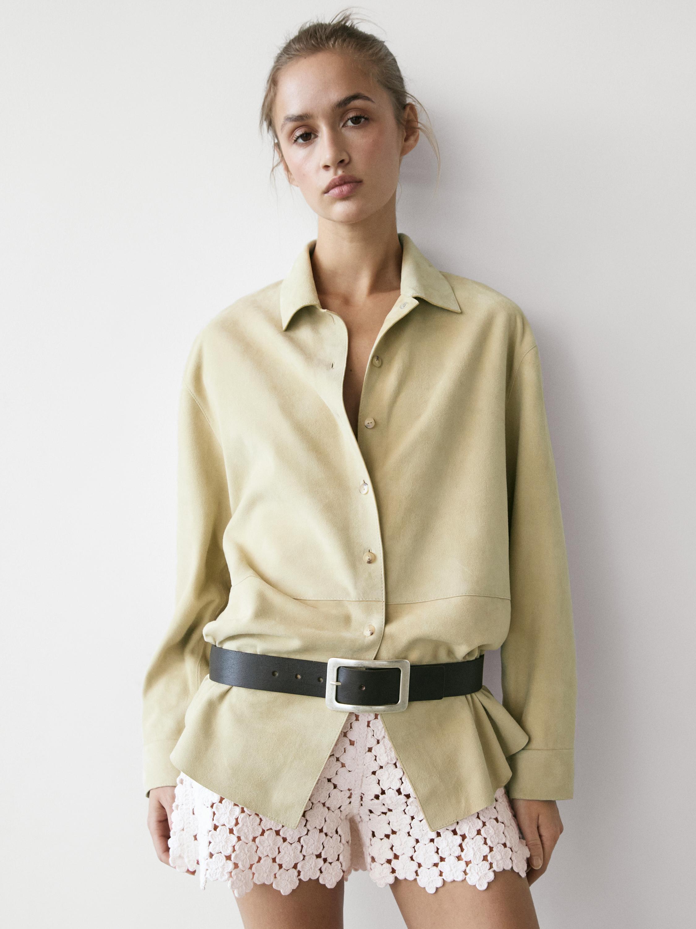 Suede leather shirt — SAND