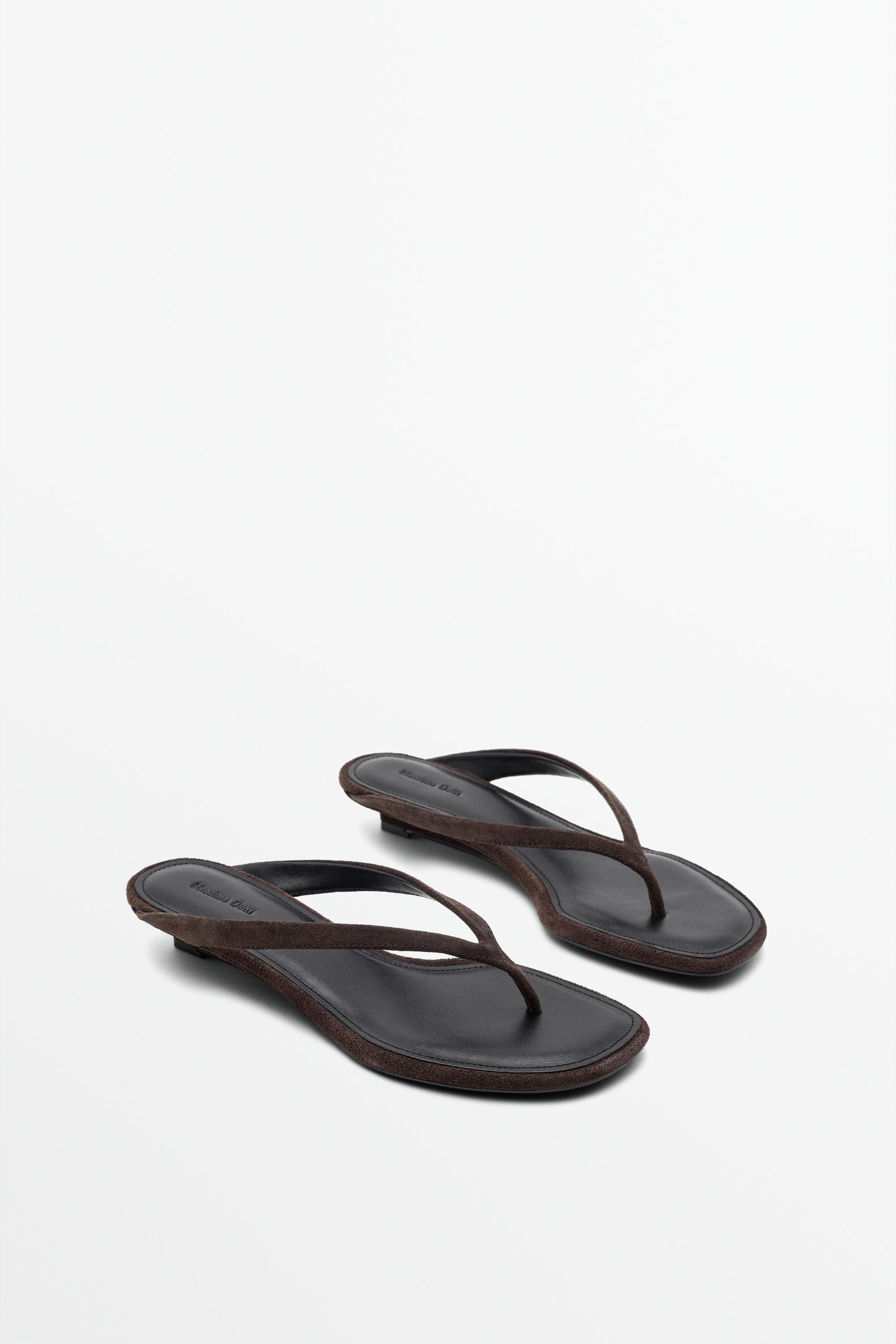 Mid-heel toe sandal — BROWN