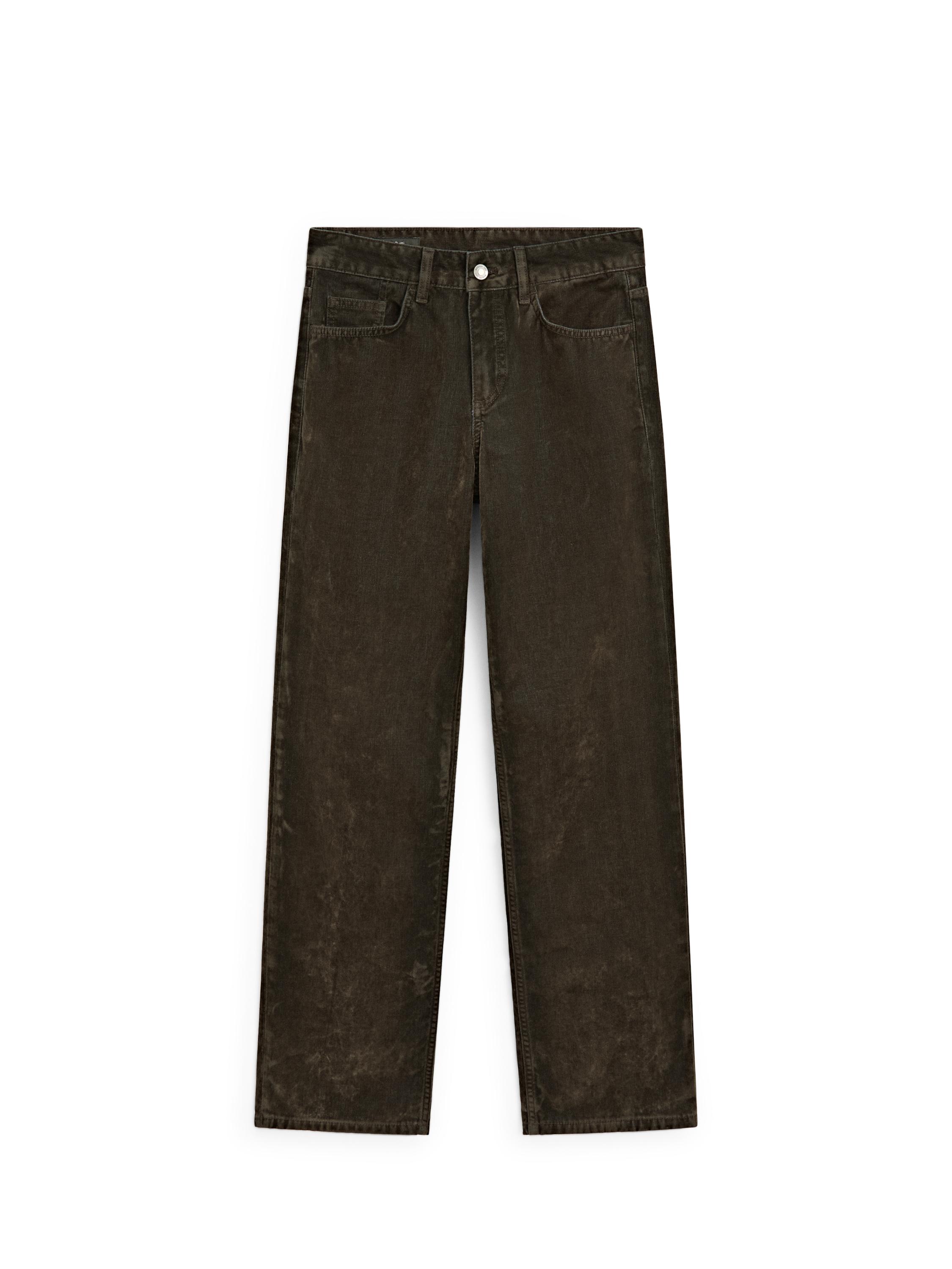 Low-rise straight-leg flocked jeans — KHAKI