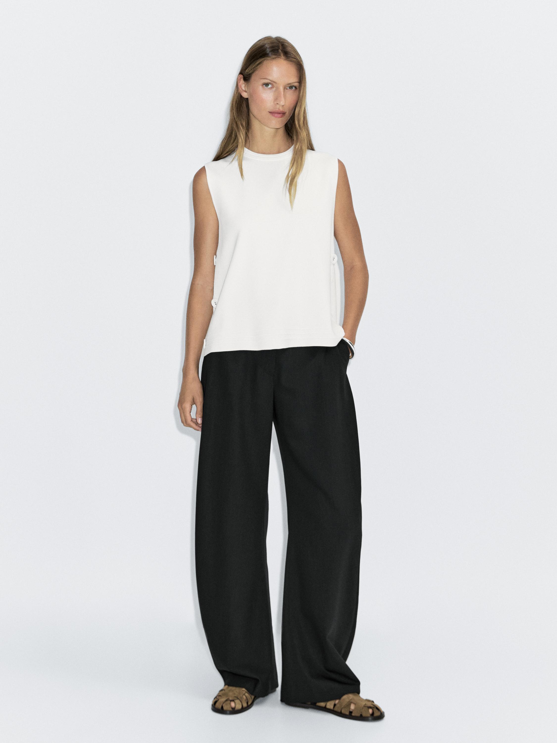 Knit top with side buttons