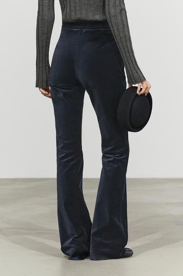 Velvet skinny flare fit pants — Dark Blue 5