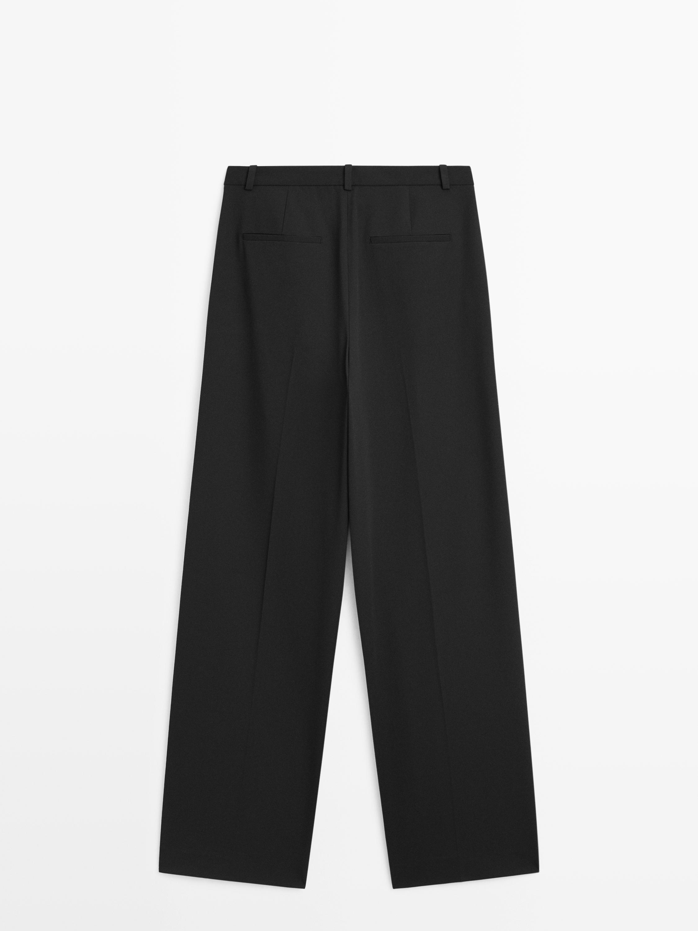 Darted wide-leg trousers
