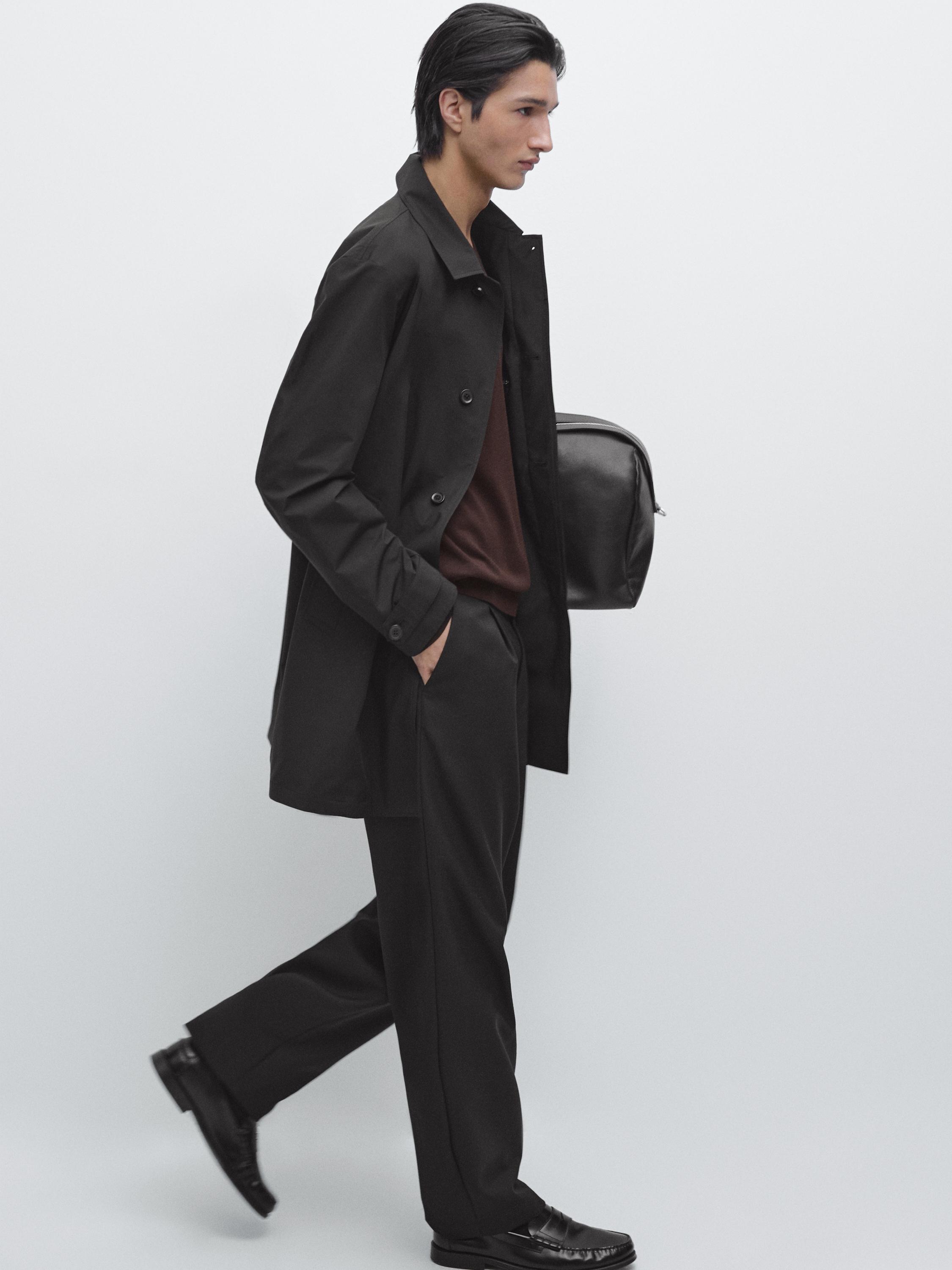 Lightweight technical fabric parka — BLACK