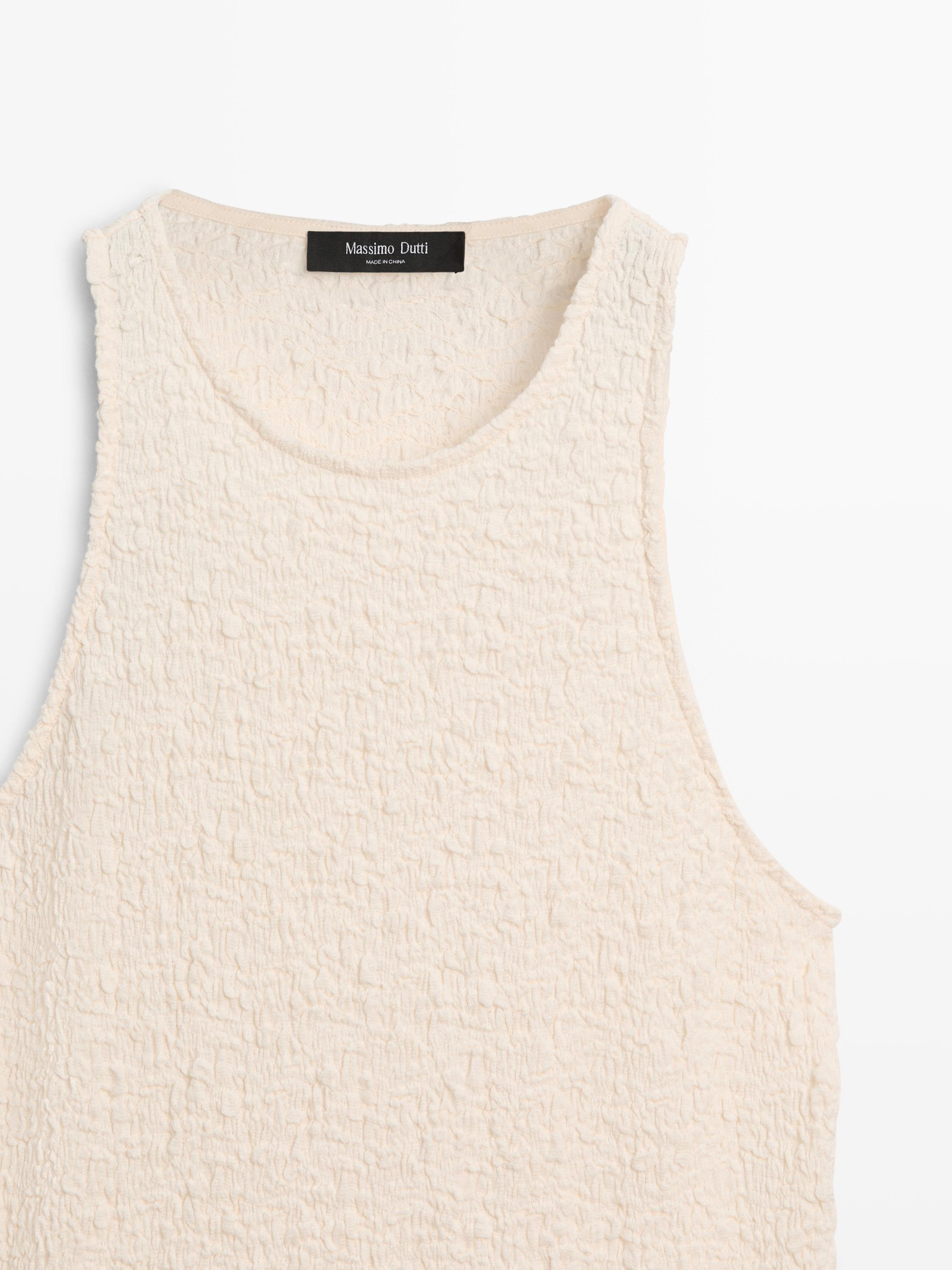 Textured halter top — CREAM