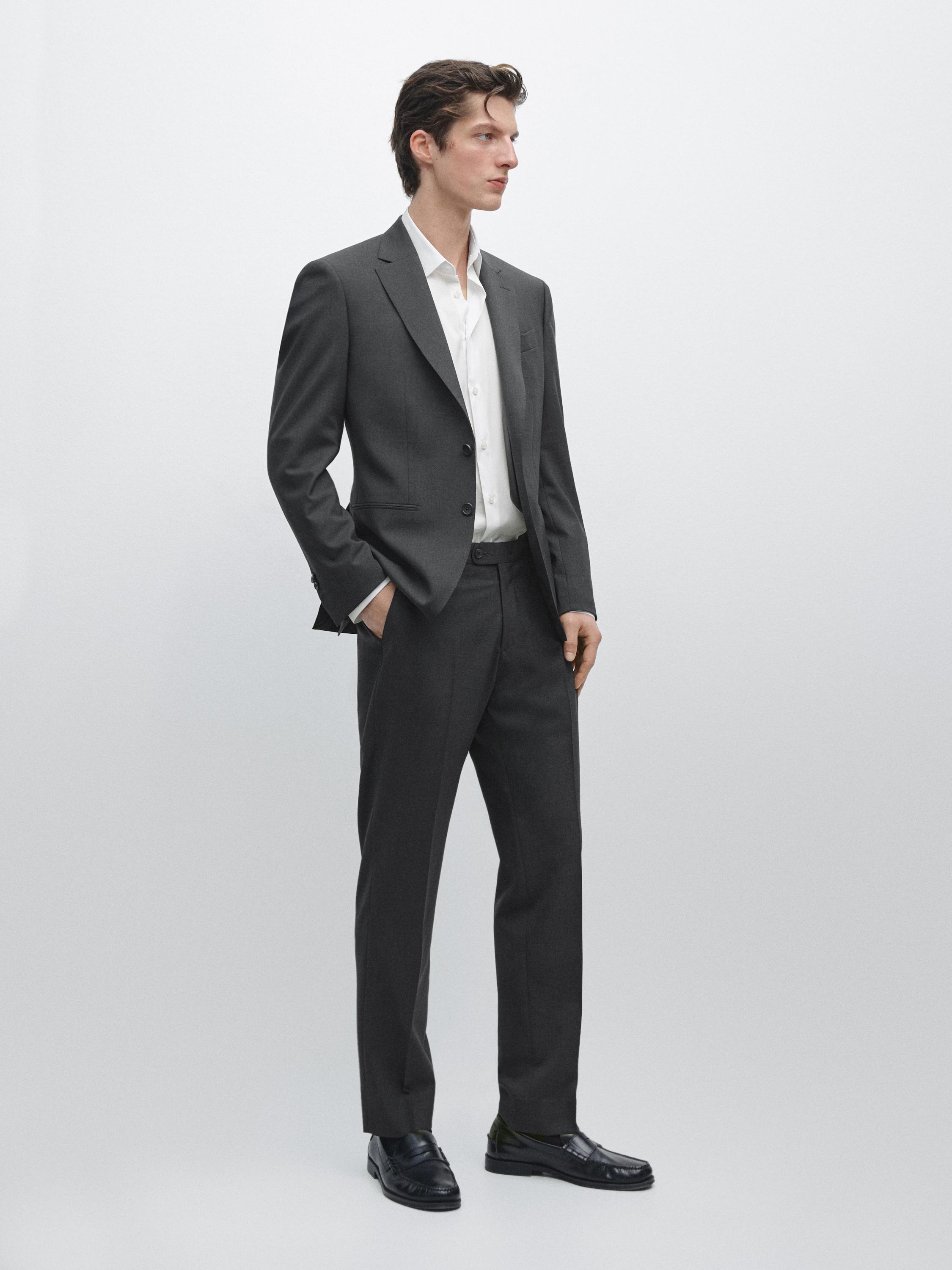100% cool wool suit blazer — CHARCOAL