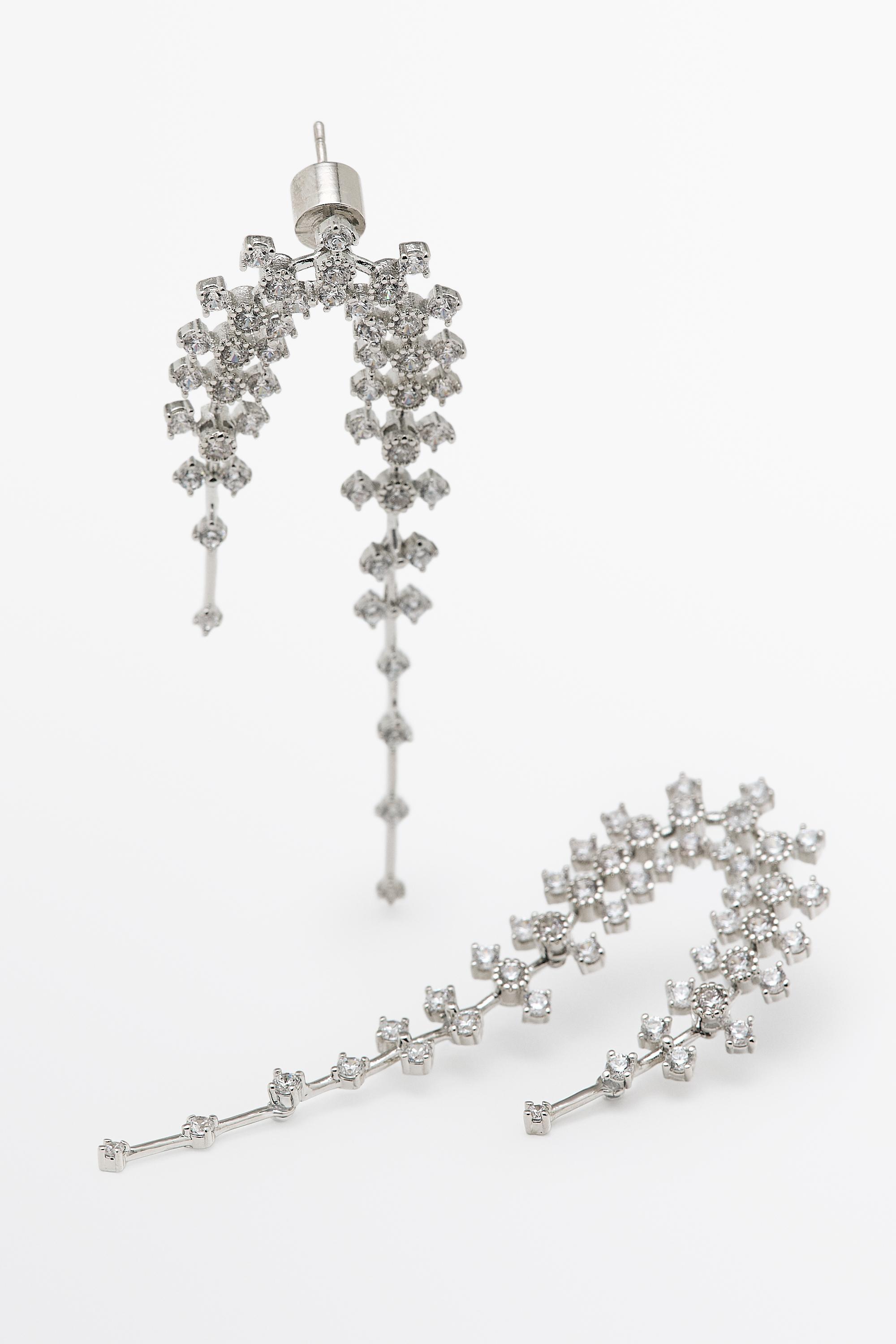 Rhinestone waterfall earrings — SILVER