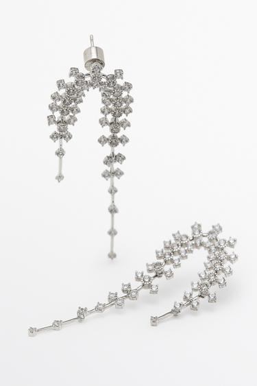 Rhinestone waterfall earrings — SILVER 3