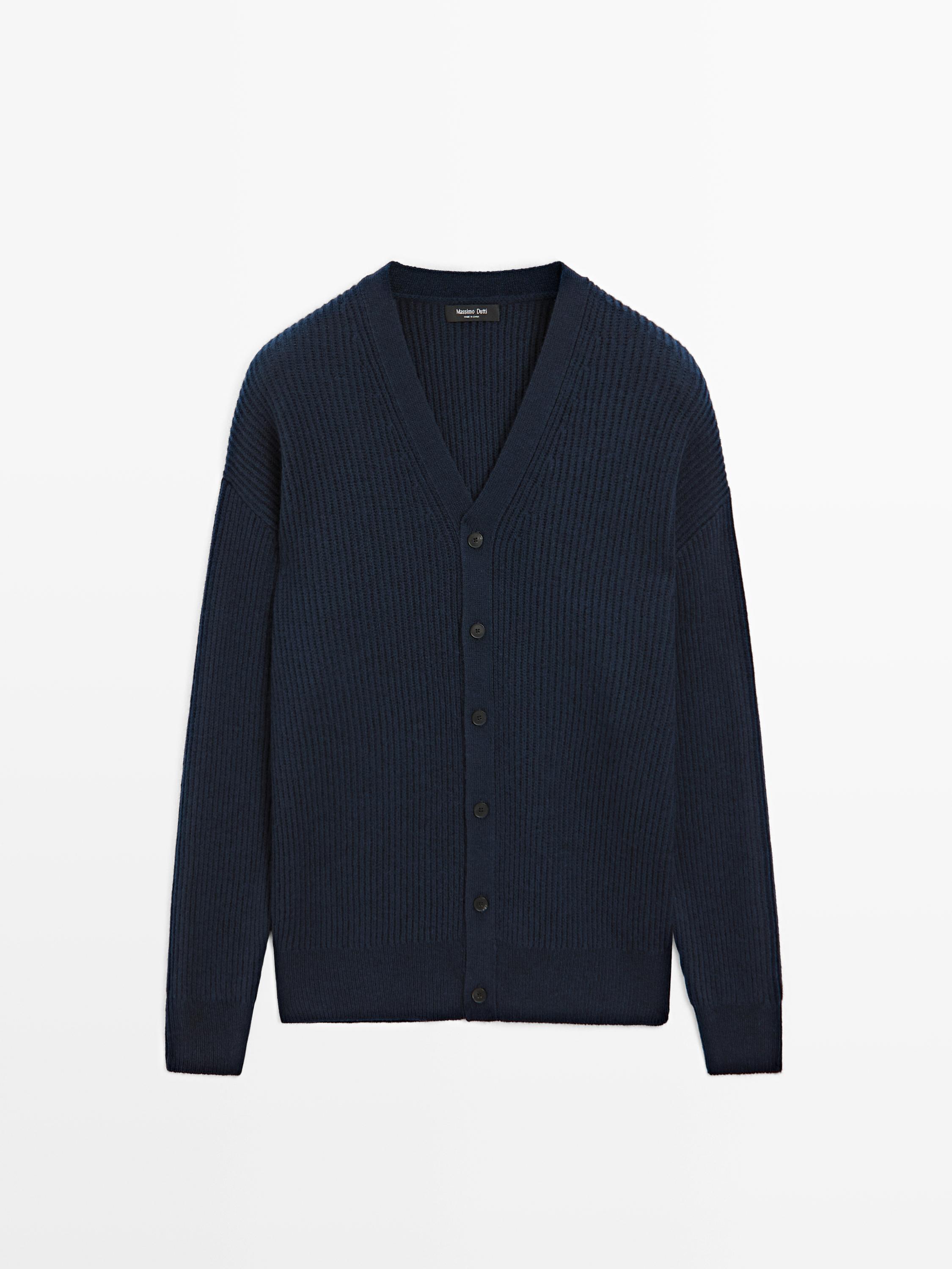 Kardigan z vlněné směsi s výstřihem do V