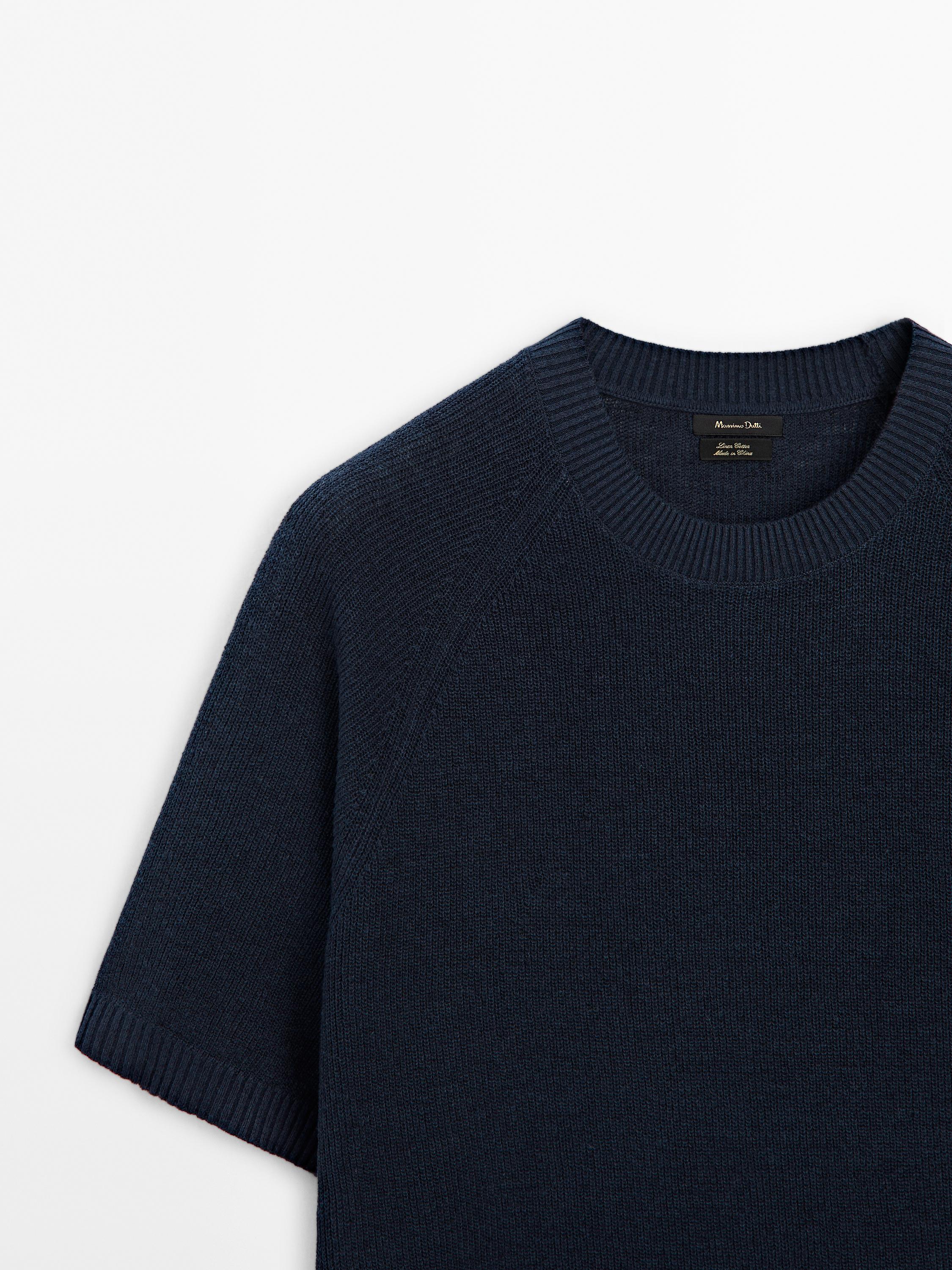 Linen blend knit T-shirt