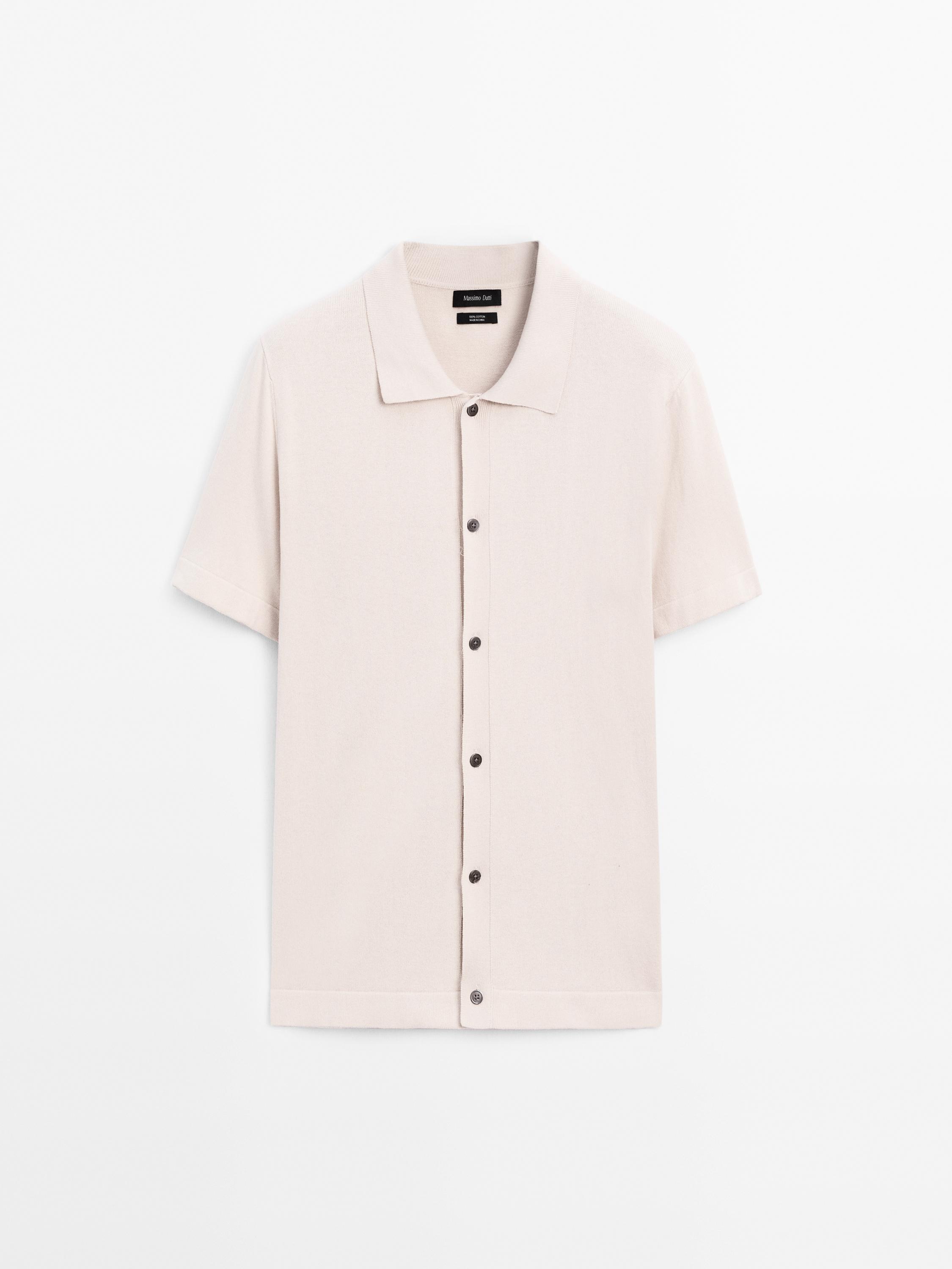 Knit cardigan short sleeve buttons