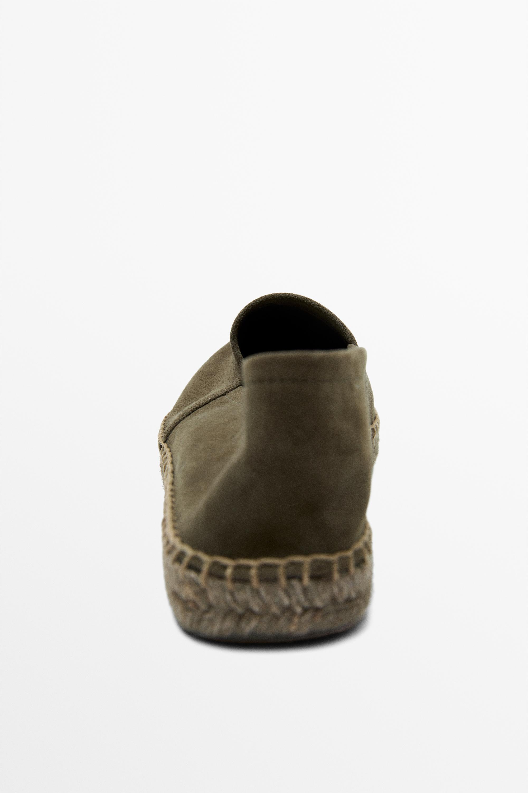 Leather espadrilles — KHAKI