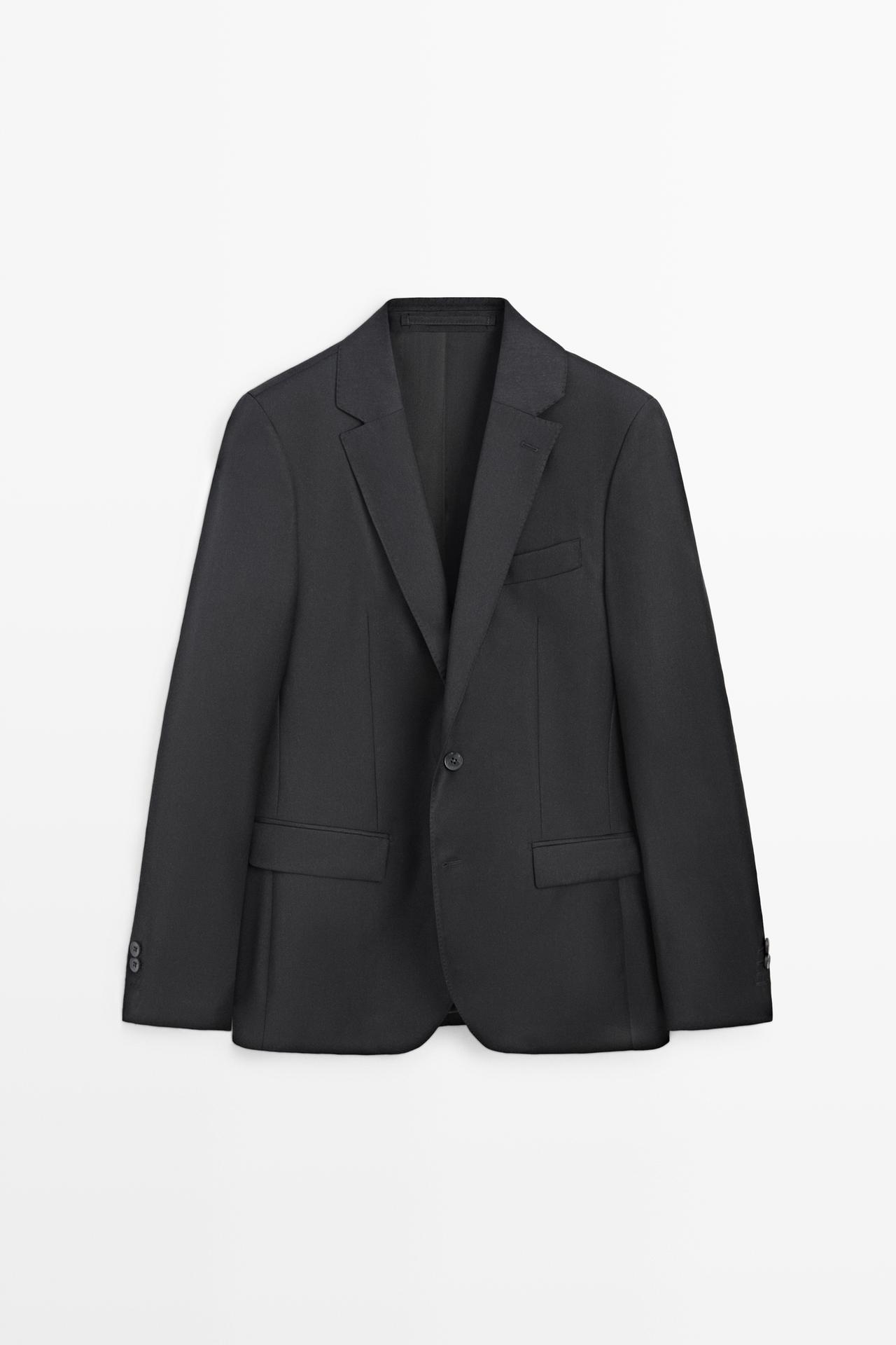 100% Wool Suit Blazer — CHARCOAL