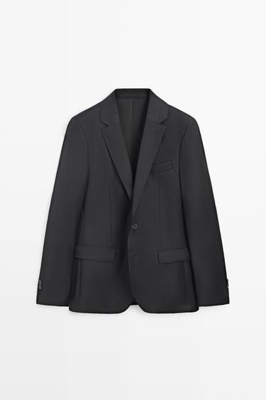 100% Wool Suit Blazer — CHARCOAL 2