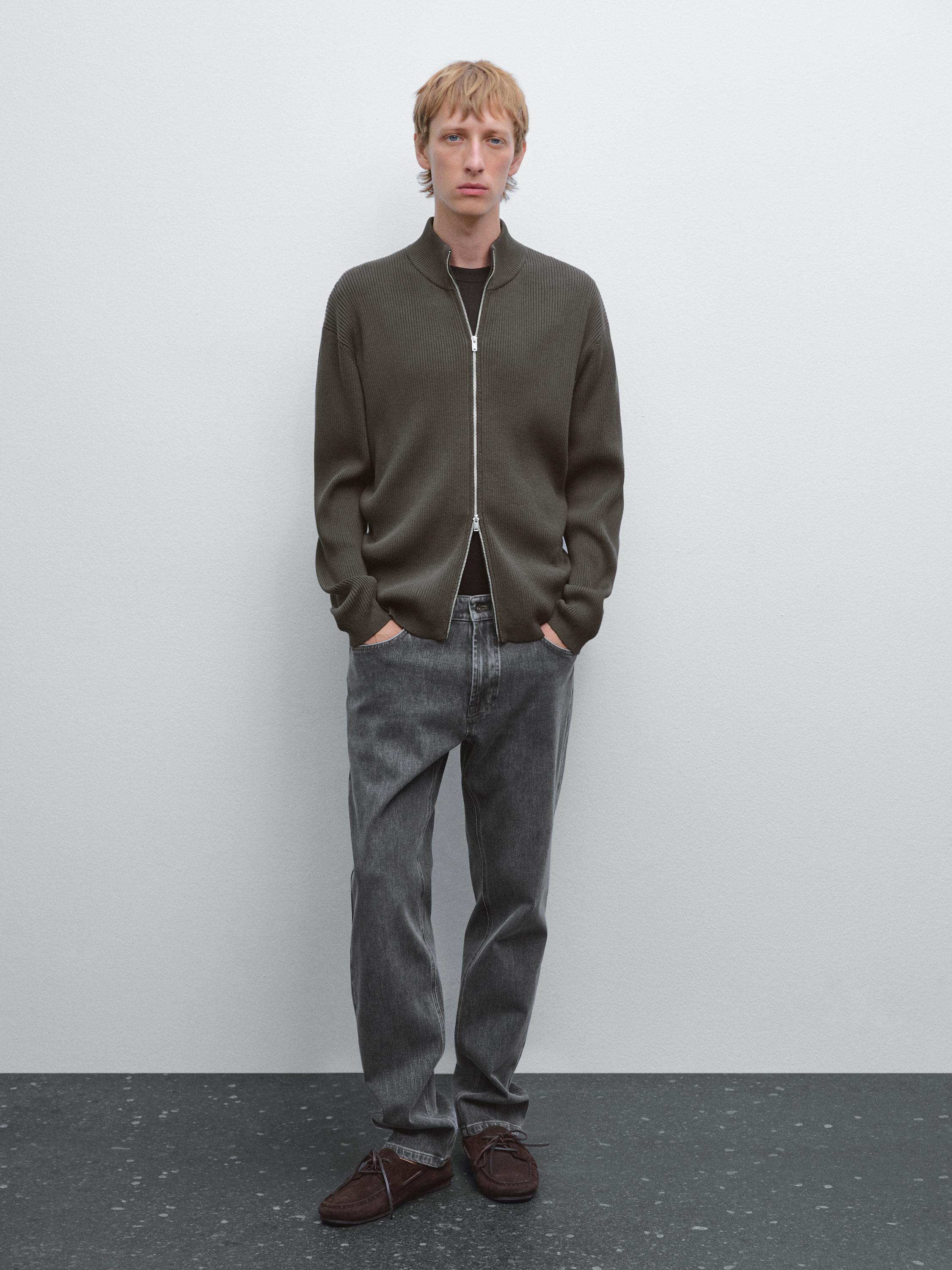 Cardigan à fermeture Éclair 100 % coton