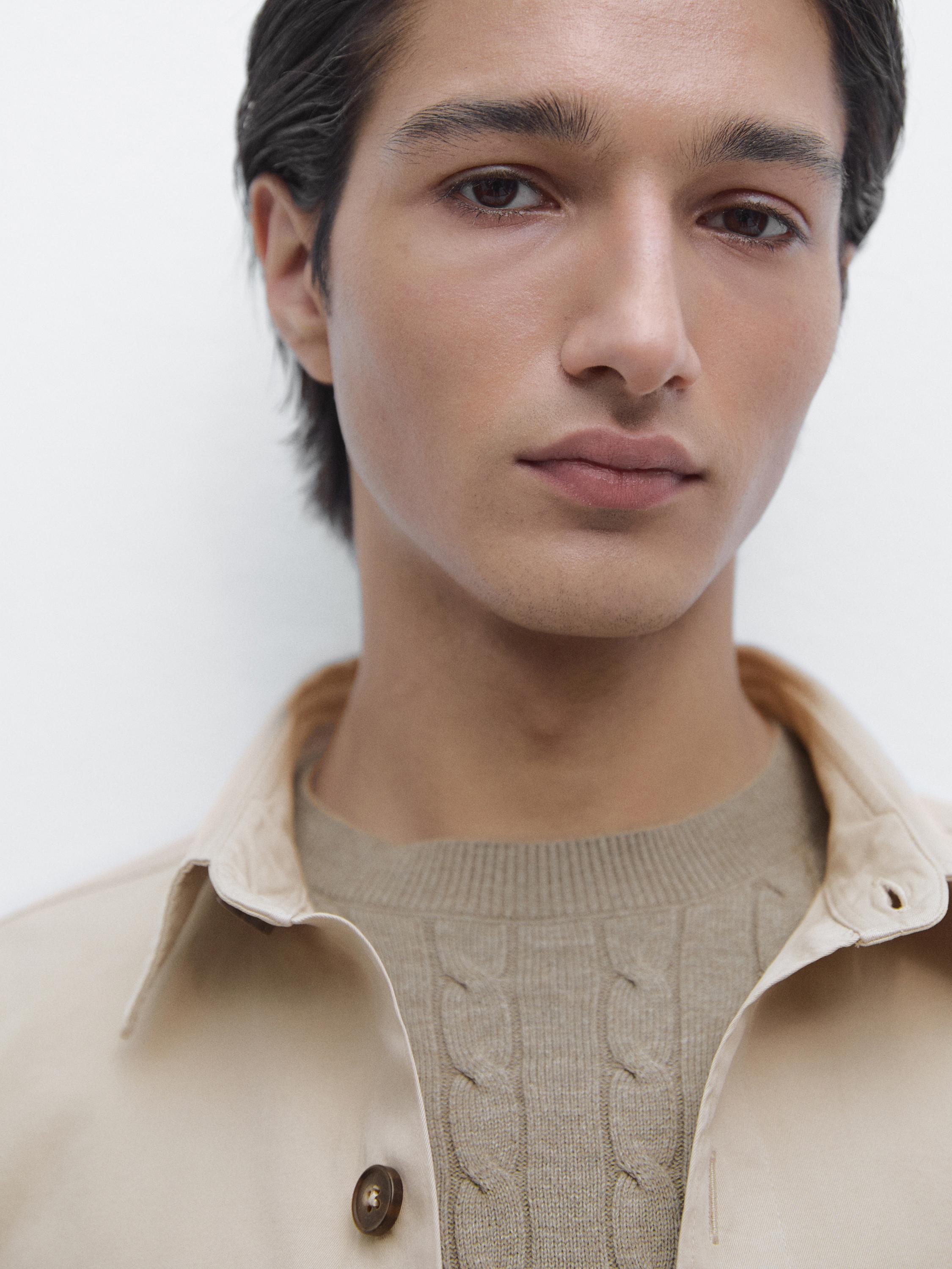 Cotton overshirt with pocket details — BEIGE