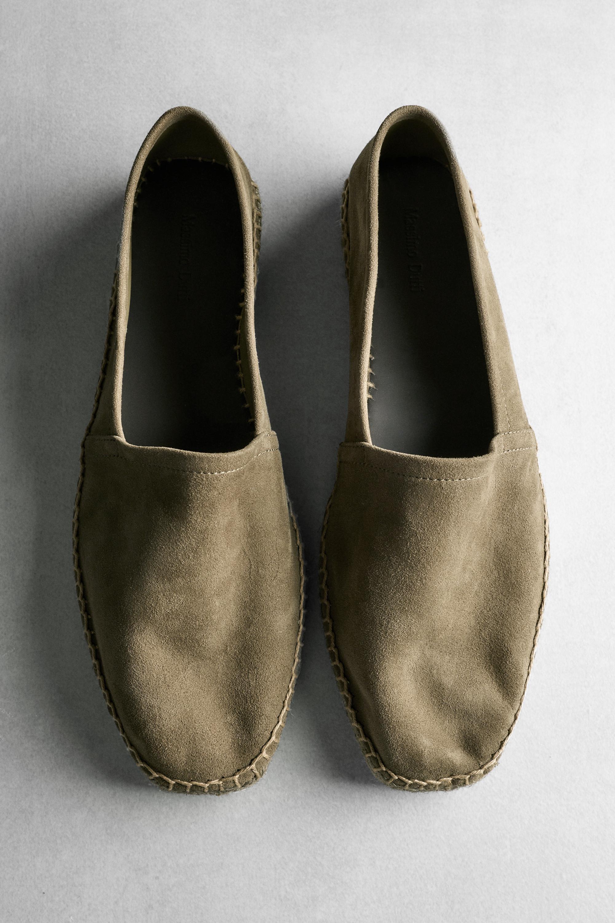 Leather espadrilles — KHAKI