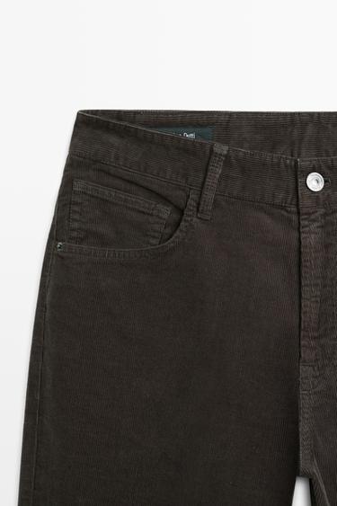 Corduroy tapered fit pants — DARK GREY 4