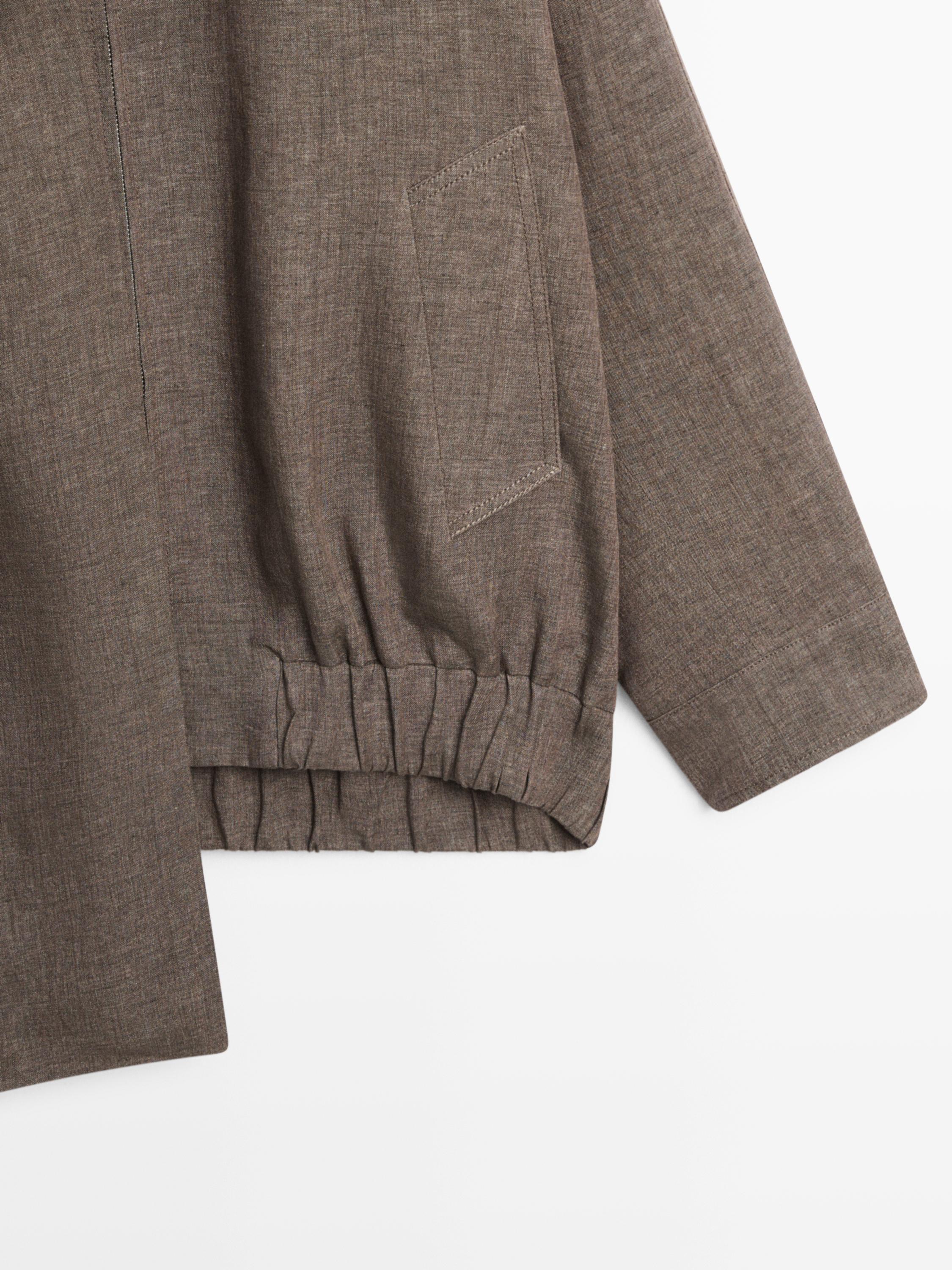 Linen melange bomber jacket with scarf — CAREY