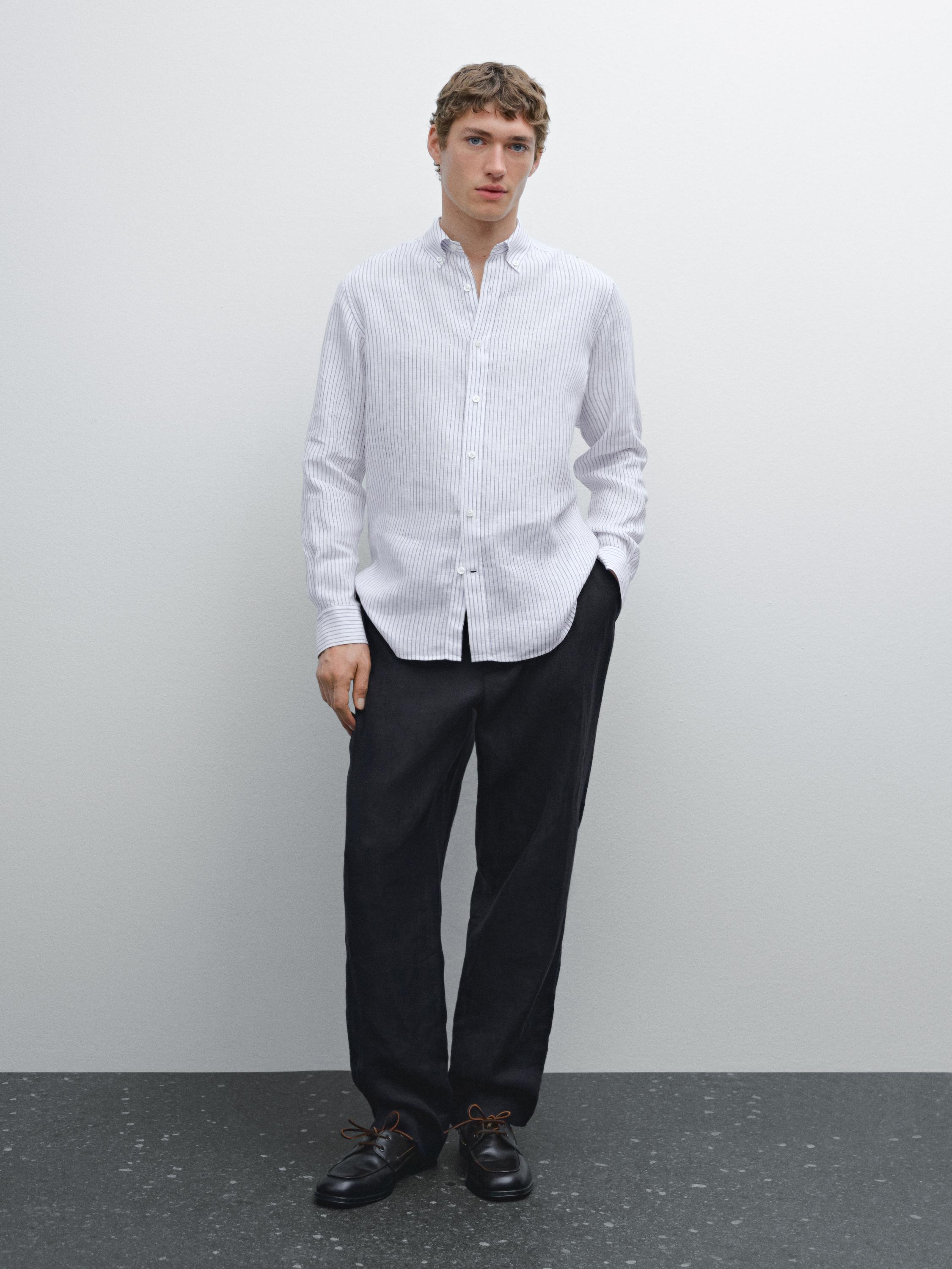 100% linen slim fit shirt