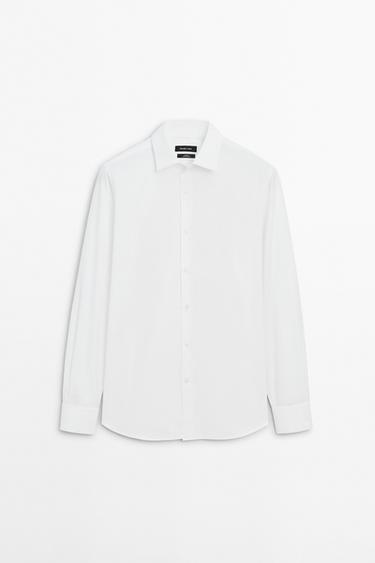 Slim fit 100% cotton poplin shirt — WHITE 2