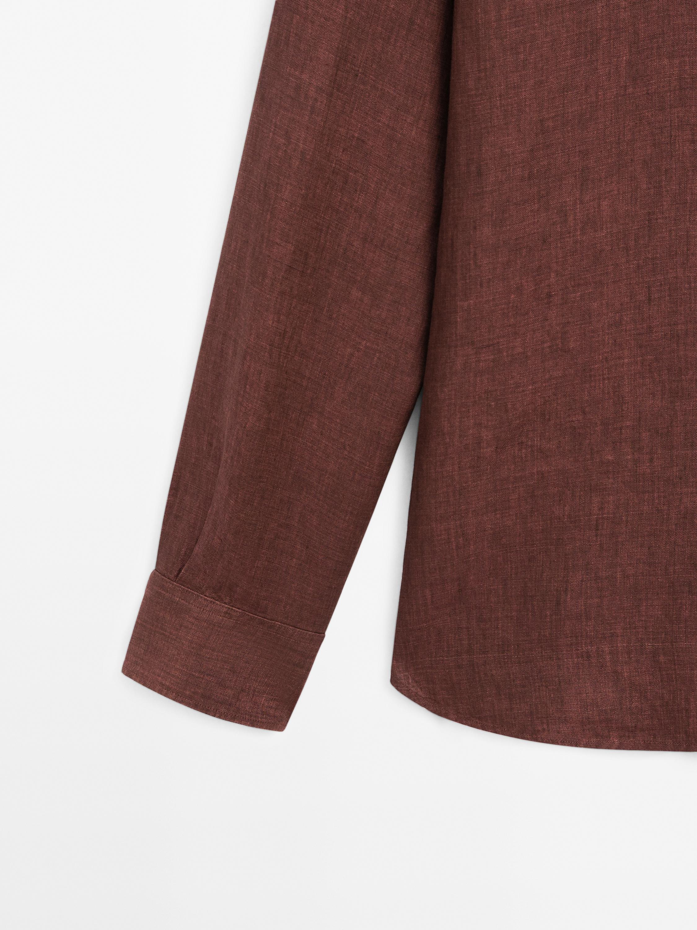 Slim fit faded 100% linen shirt