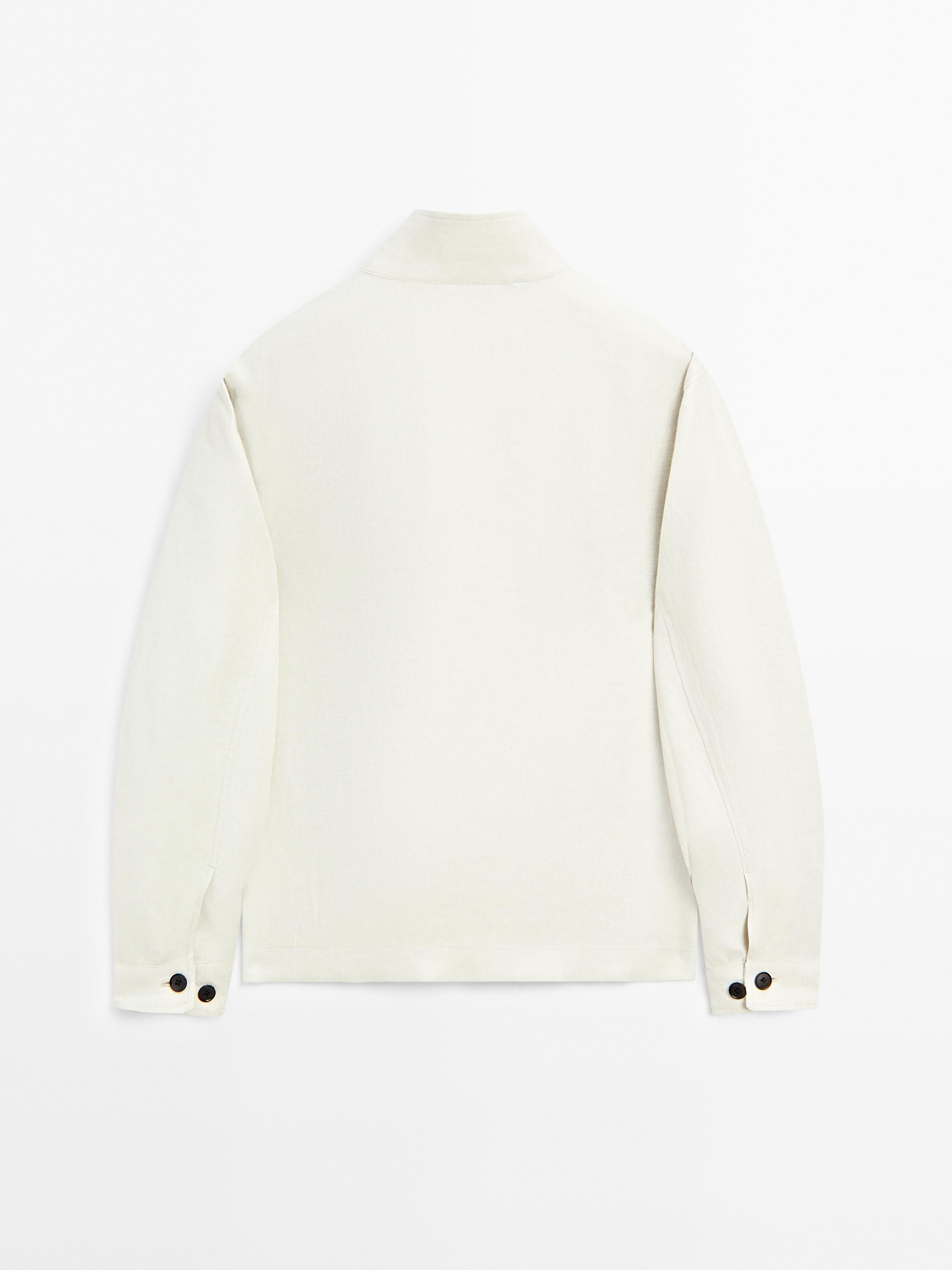 100% linen stand collar jacket