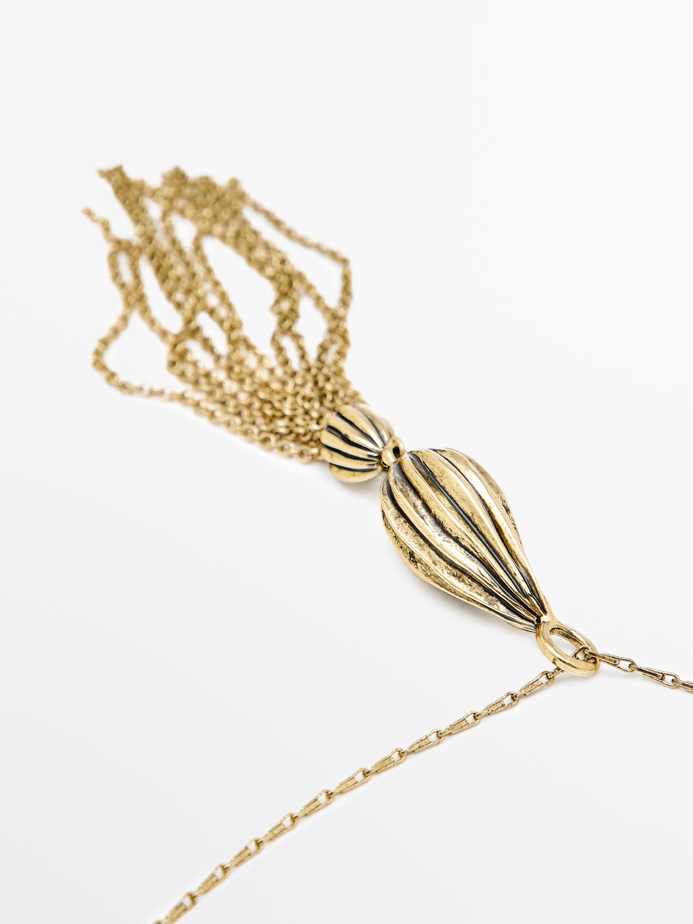 Long cocoa tassel pendant