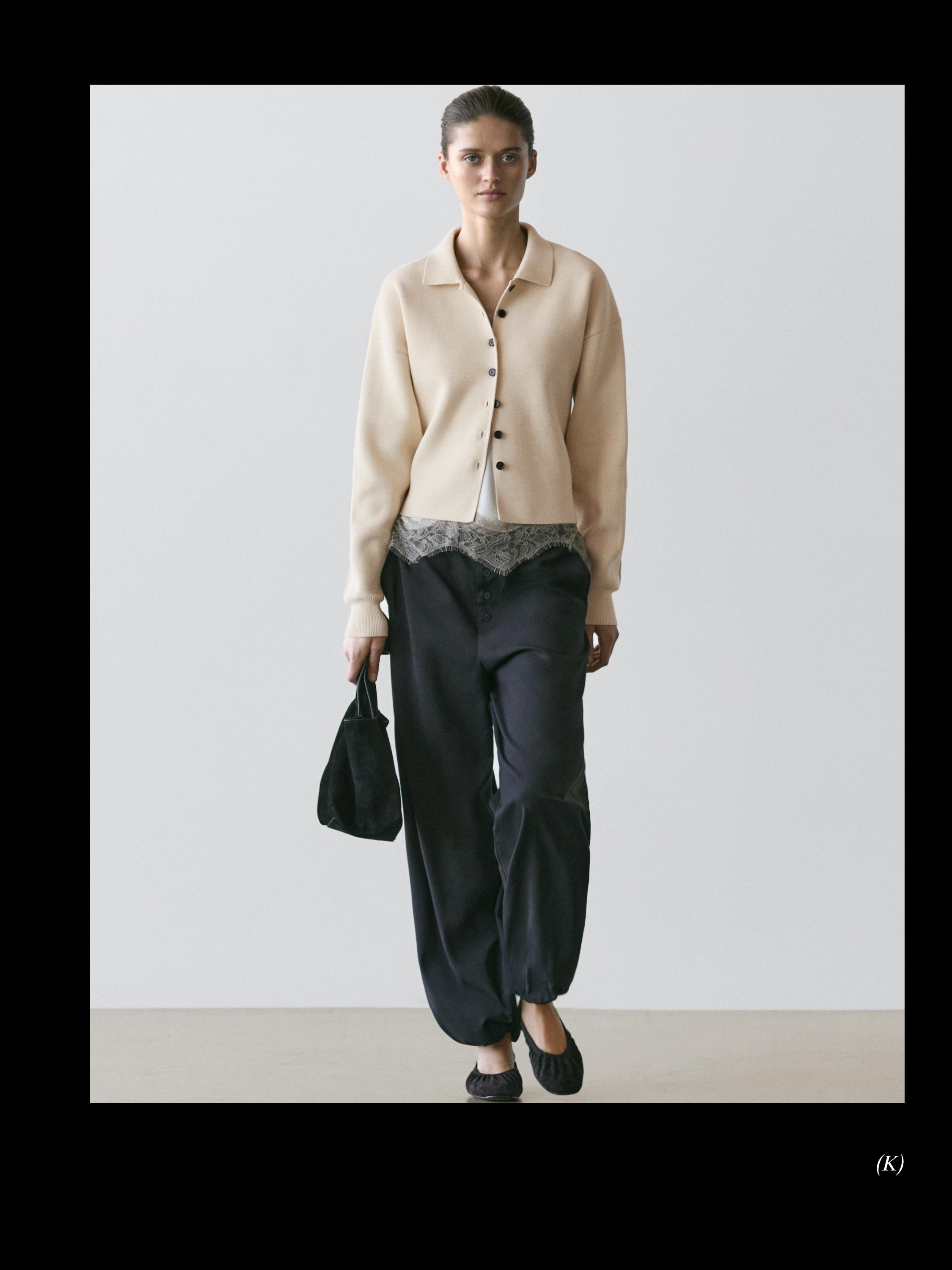 Wool sarouel trousers with tie detail — BLACK