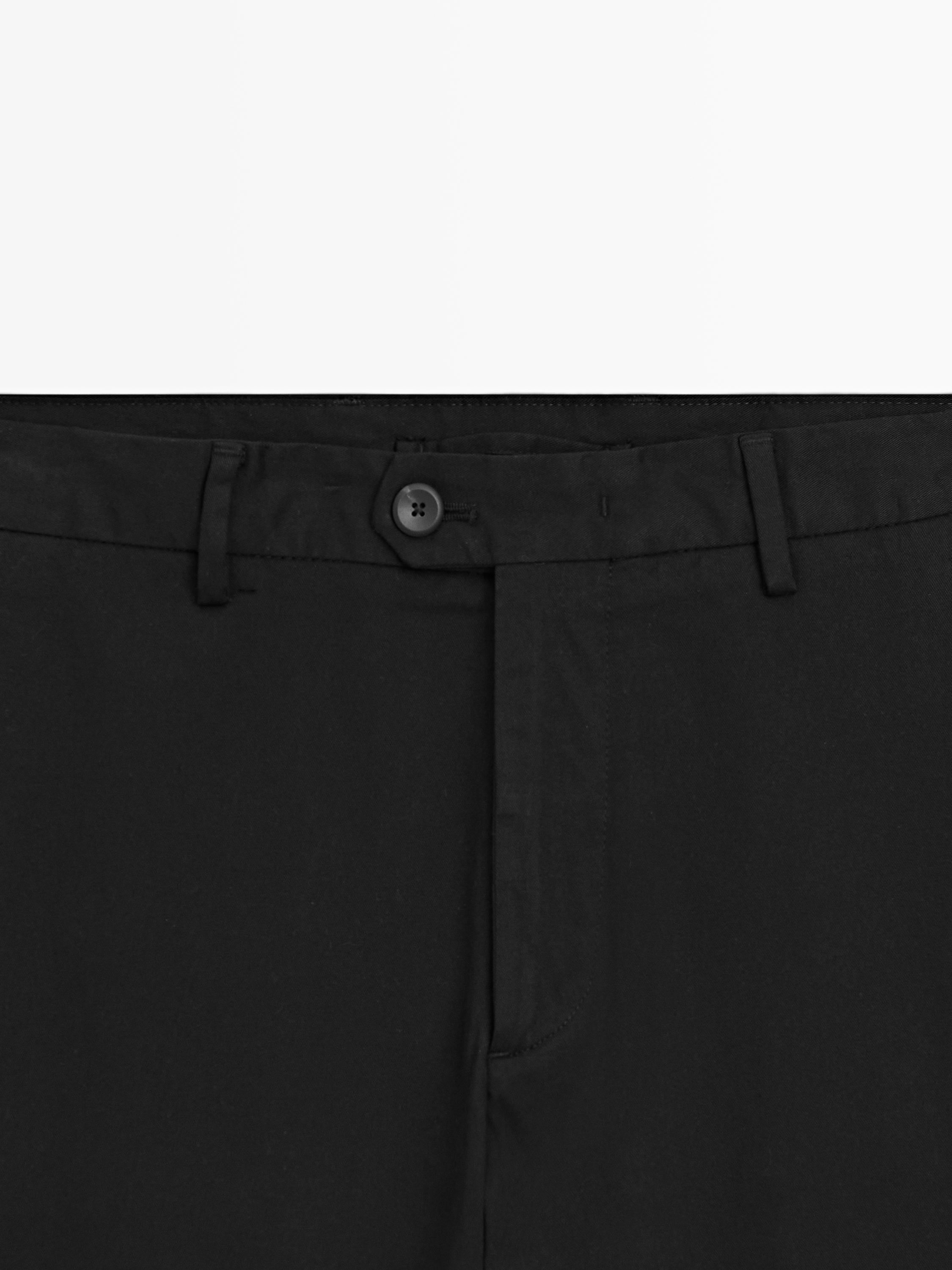Slim fit cotton blend trousers