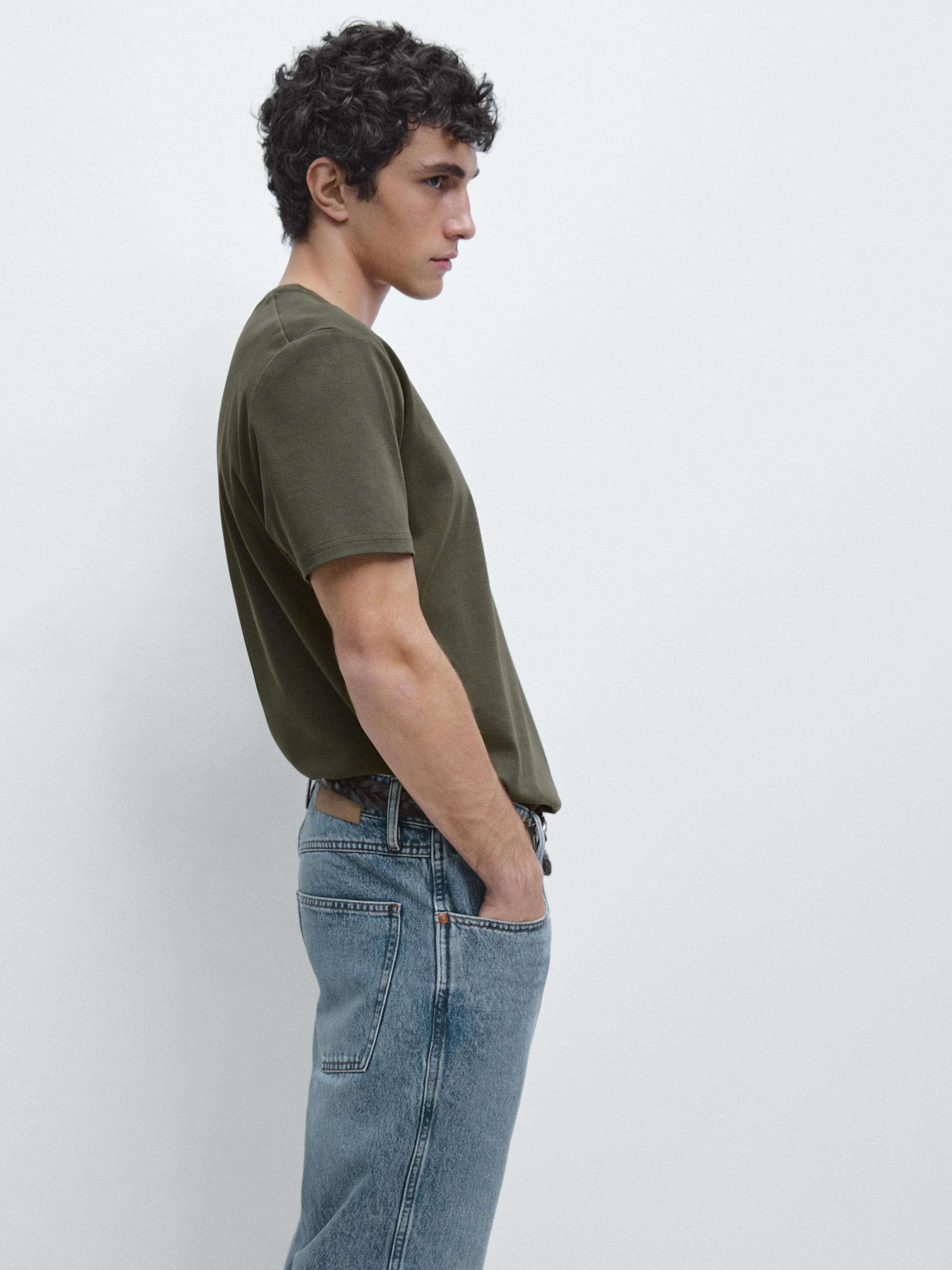 100% mercerised cotton T-shirt — KHAKI