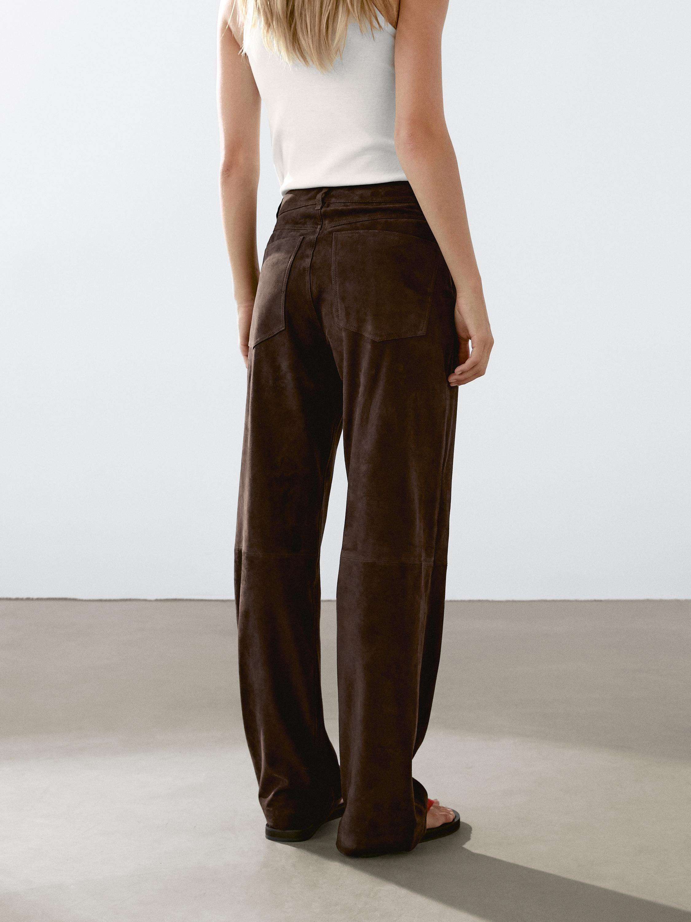 Suede leather trousers