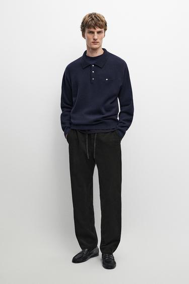 Knit pocket detail polo sweater — Dark Blue 1