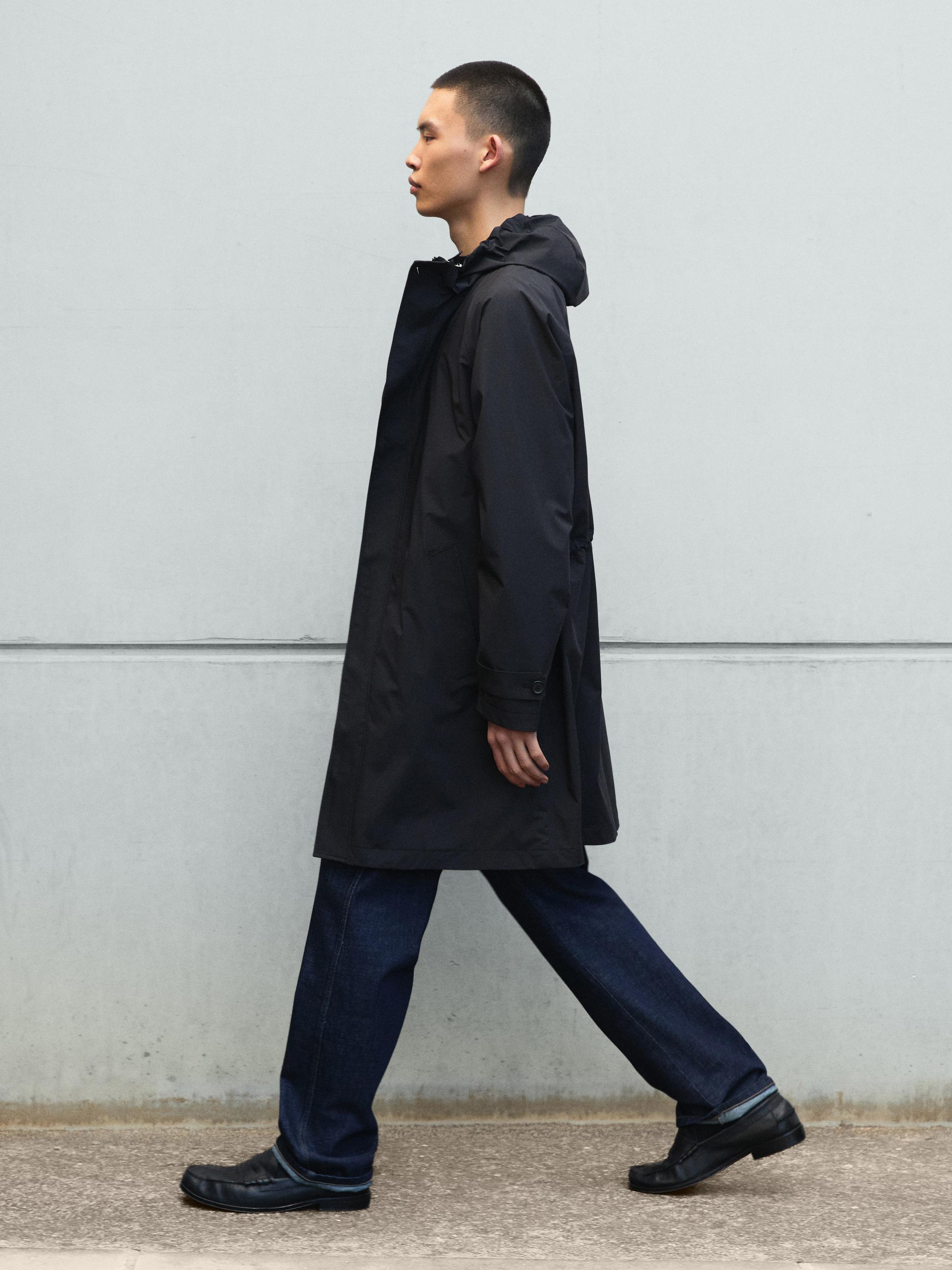 Long hooded parka — NAVY BLUE