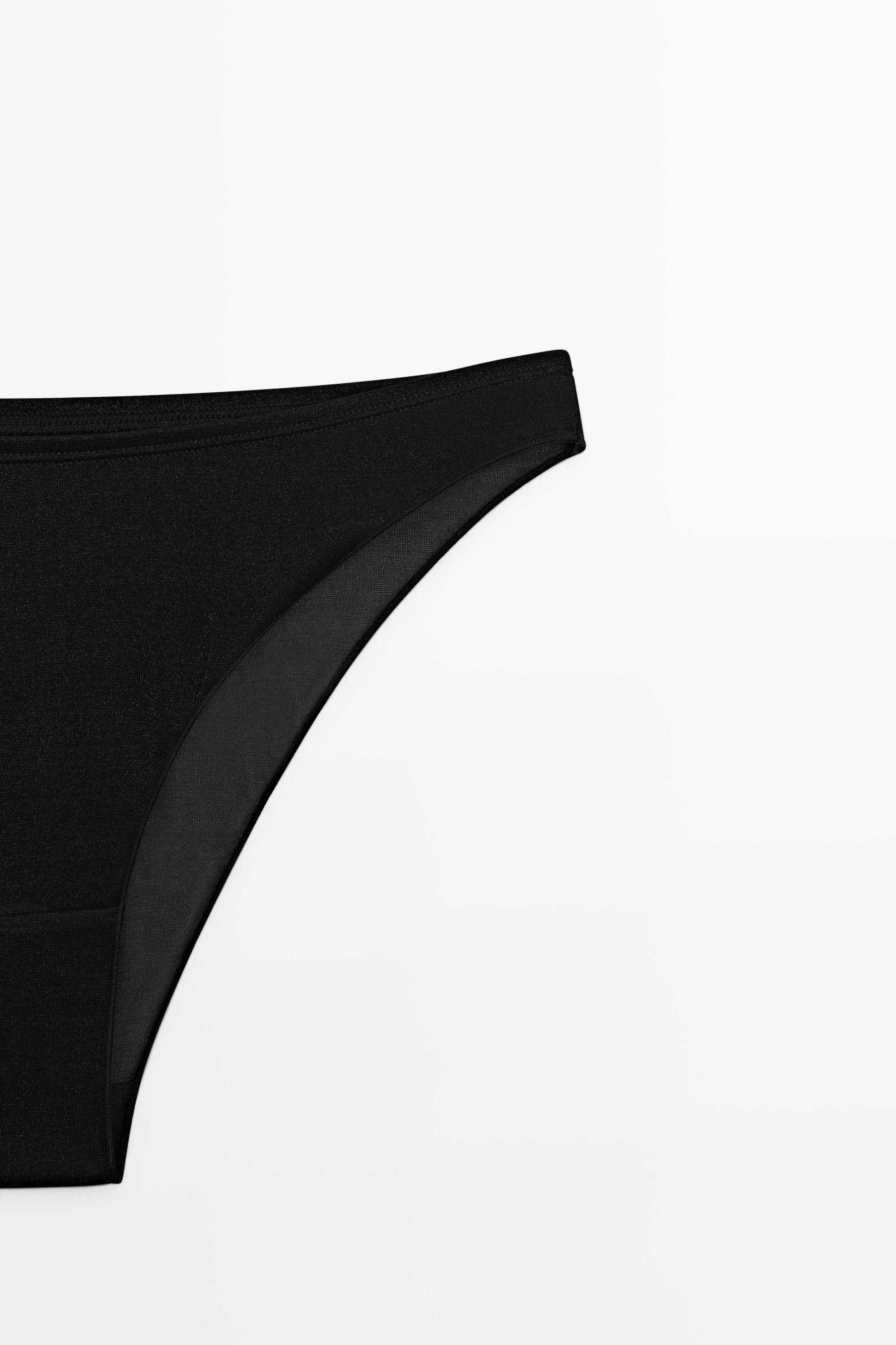 Semi-sheer briefs with metallic detail — BLACK