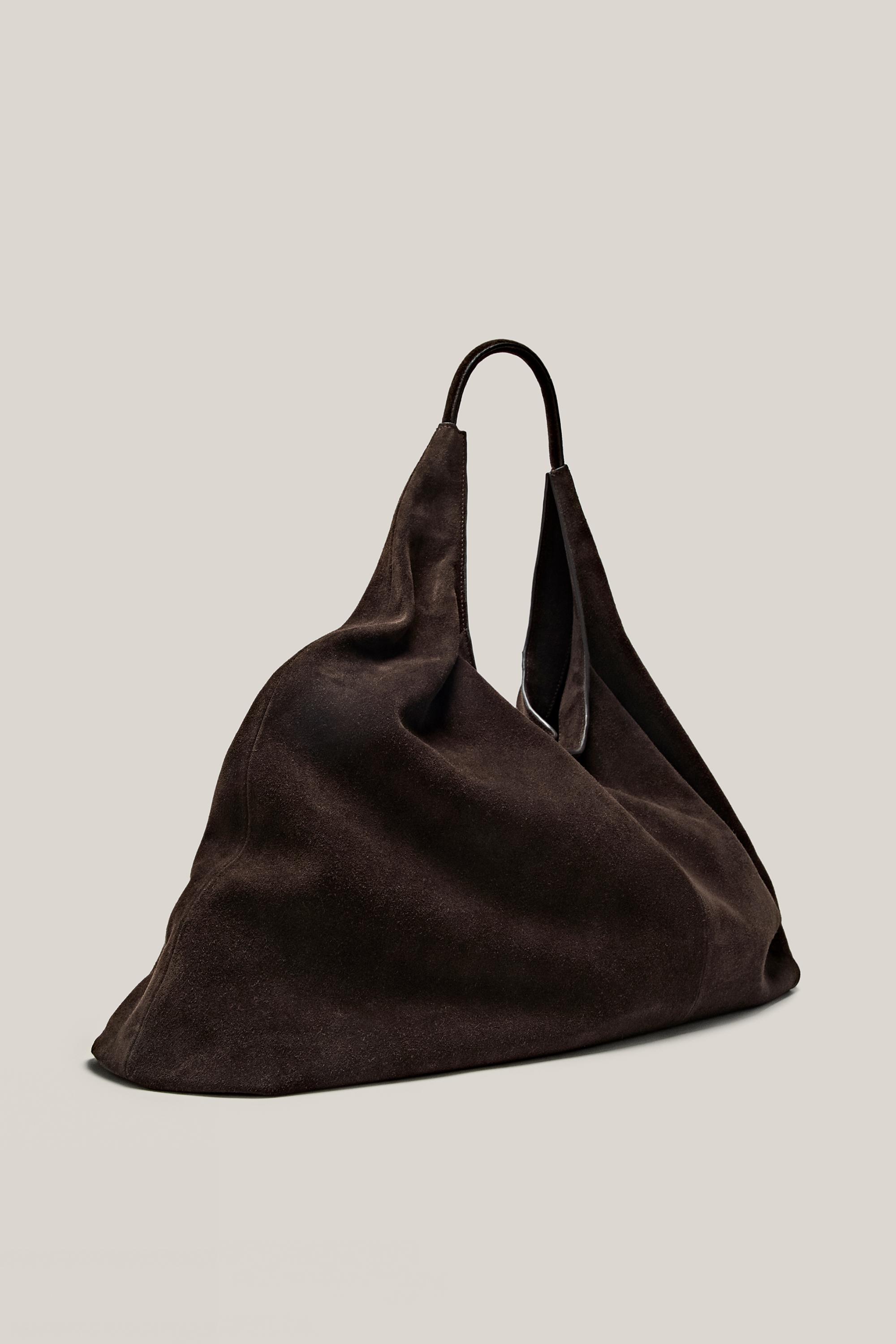 Split leather maxi shopper bag - LIMITED EDITION — BROWN