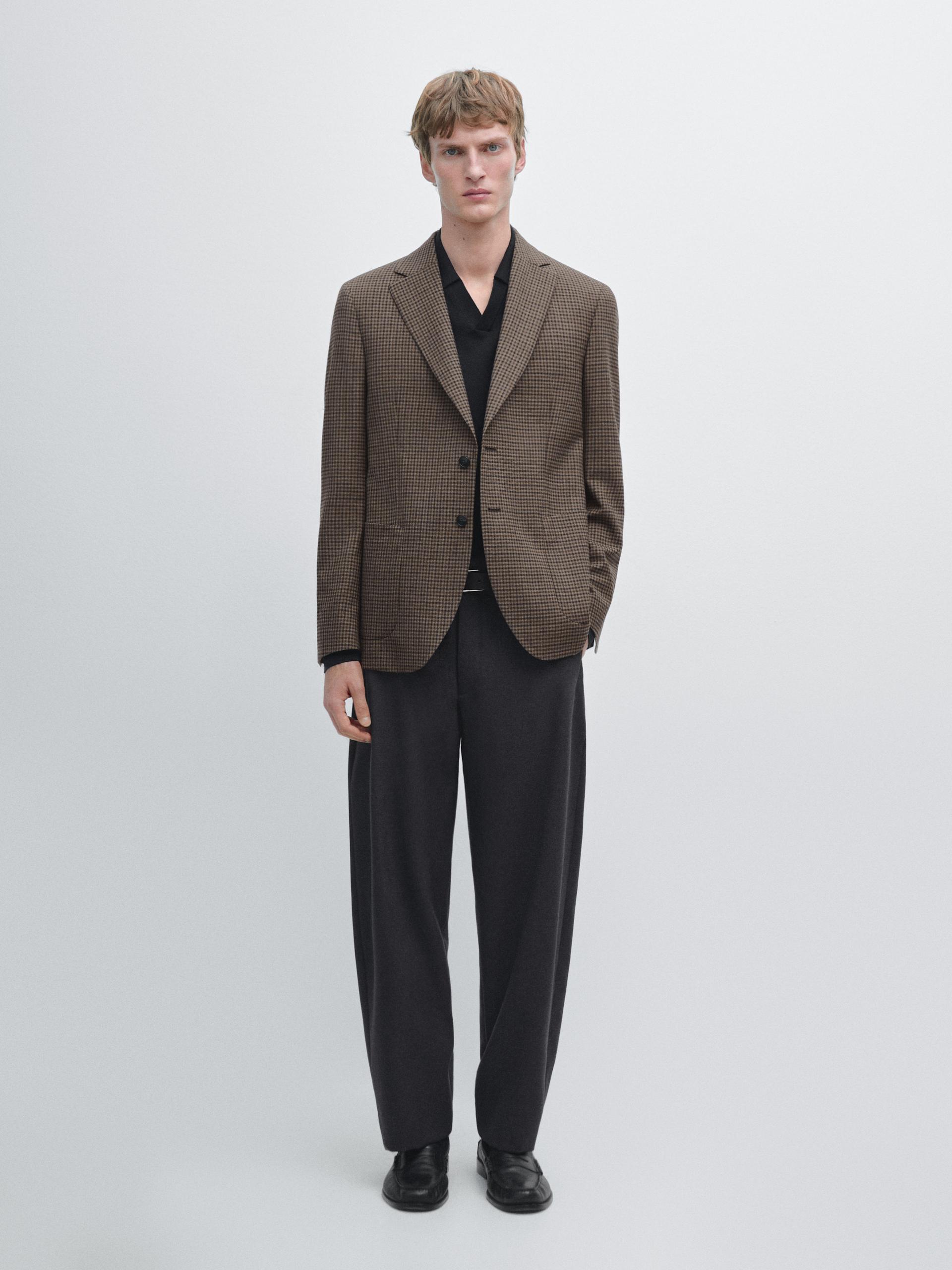 Wełniane Spodnie Od Garnituru - Brudnoszary - 46 - Massimo Dutti - Mężczyzna