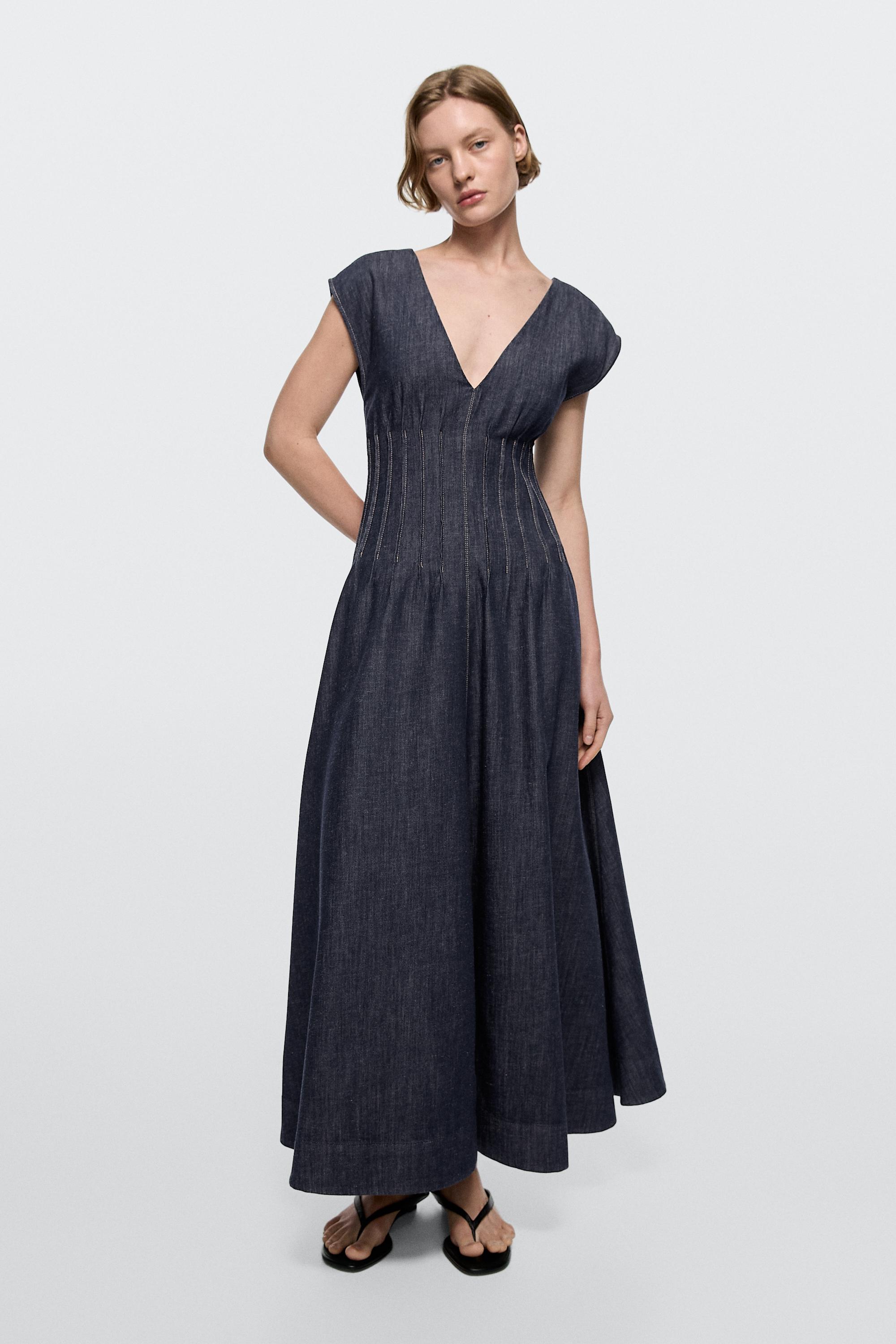 Denim midi dress — DARK BLUE