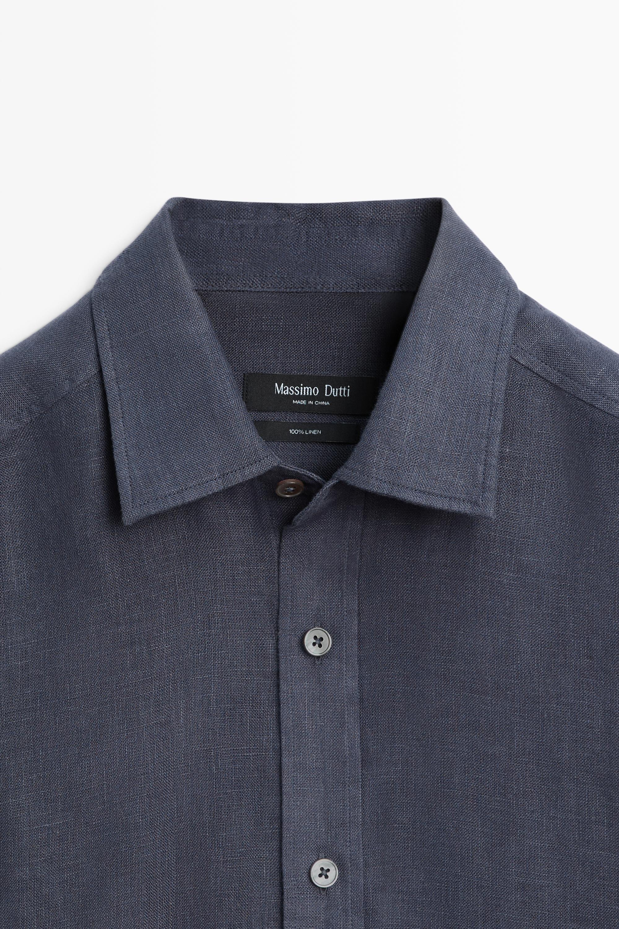 100% linen regular fit shirt — INK BLUE