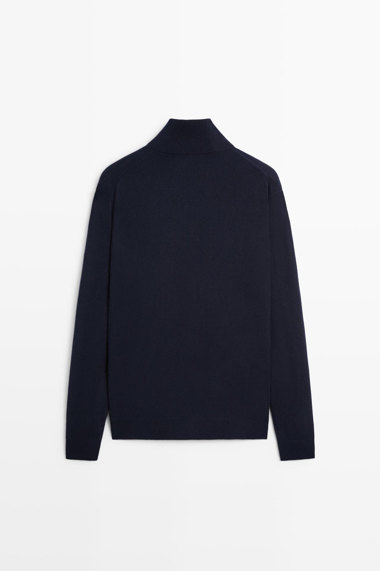 Mock neck knit sweater with zip — NAVY BLUE