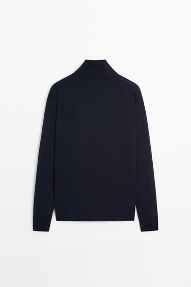 Mock neck knit sweater with zip — NAVY BLUE 6