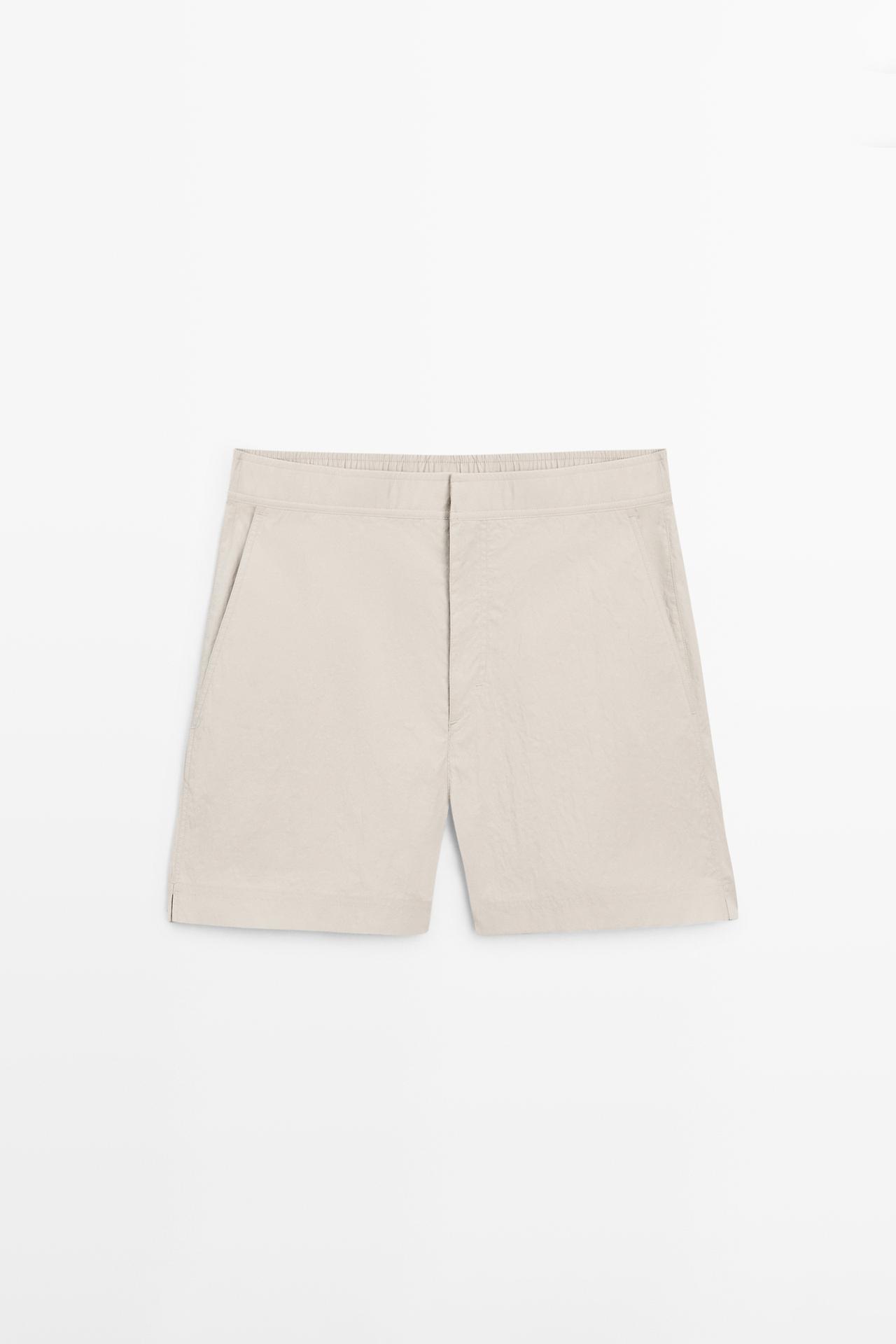 Massimo Dutti - Herre - Ensfarvet Badedragt Med Taljedetalje - Sand - L