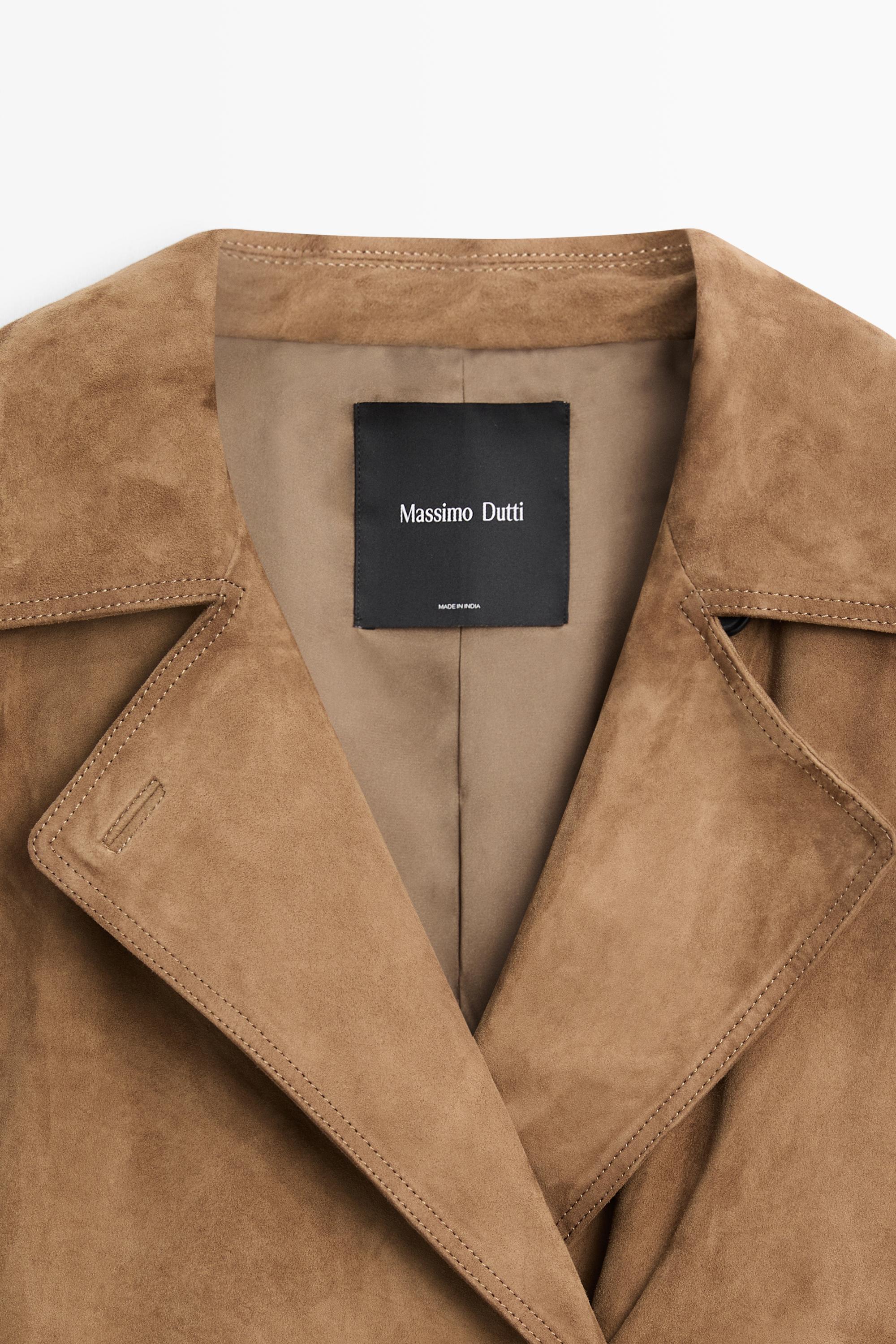 Long suede leather trench coat — Washed