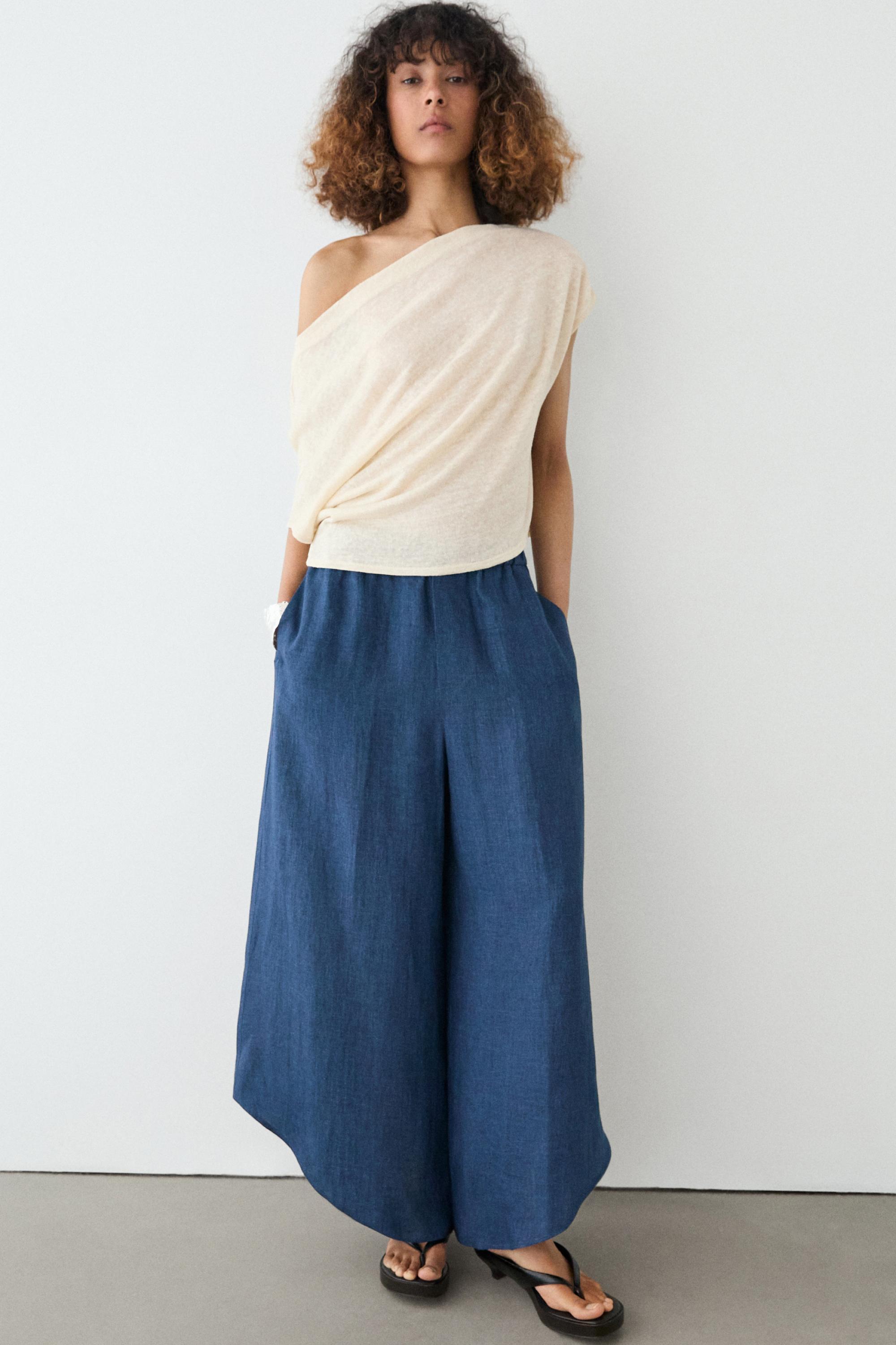 Total look linen trousers — BLUE